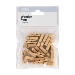 20 Pack Wooden Pegs - Natural