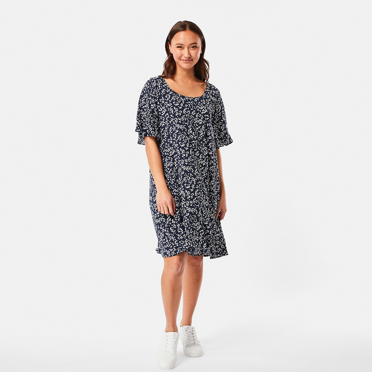 Short Sleeve Frill A-Line Dress - Kmart