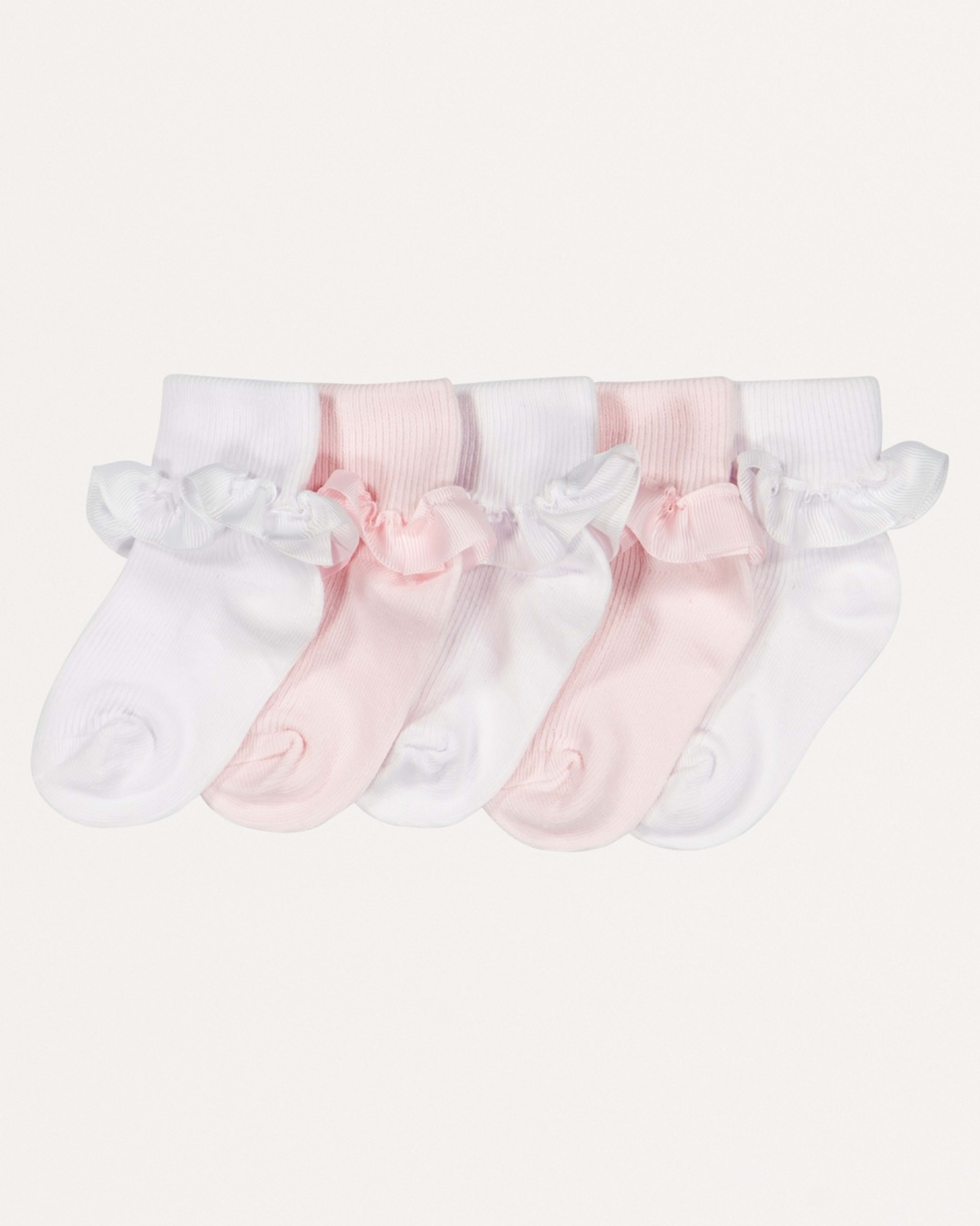 1 5 Pack Socks Pink Frill Socks