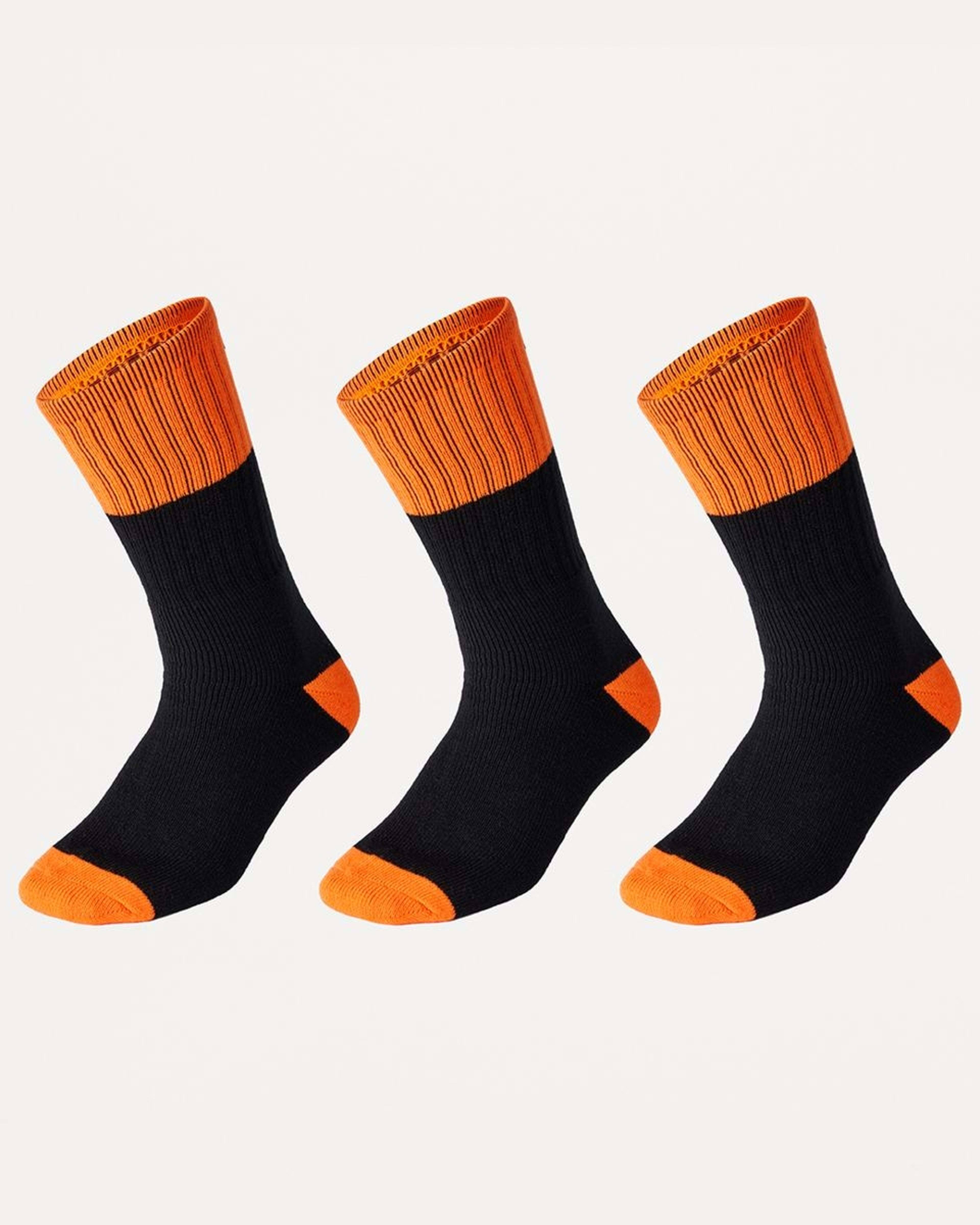 1 3 Pack Work Socks BLACK ORANGE TOP, 1 of 3