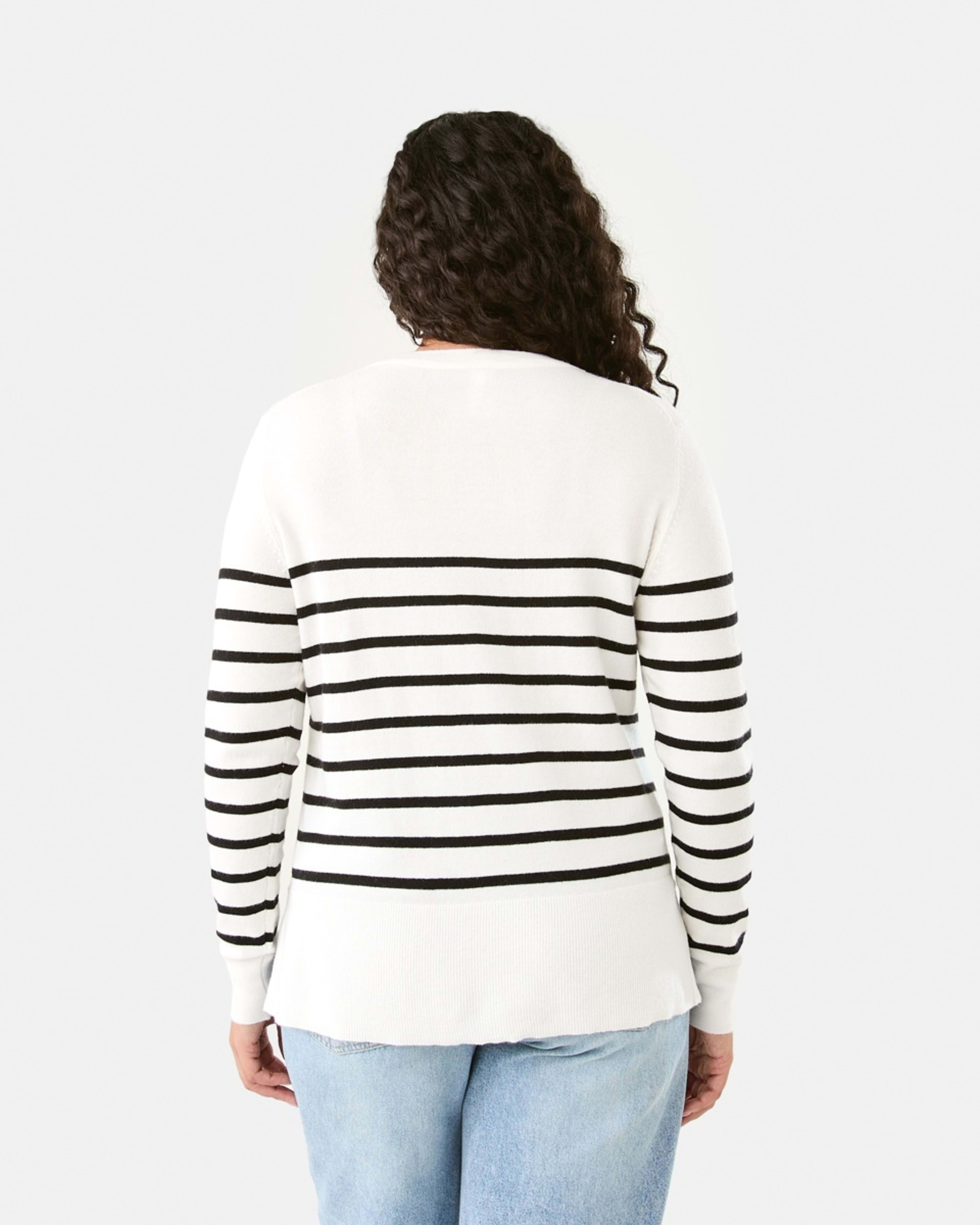 3 Crew Neck Lightweight Jumper Blk Strp, 3 of 7