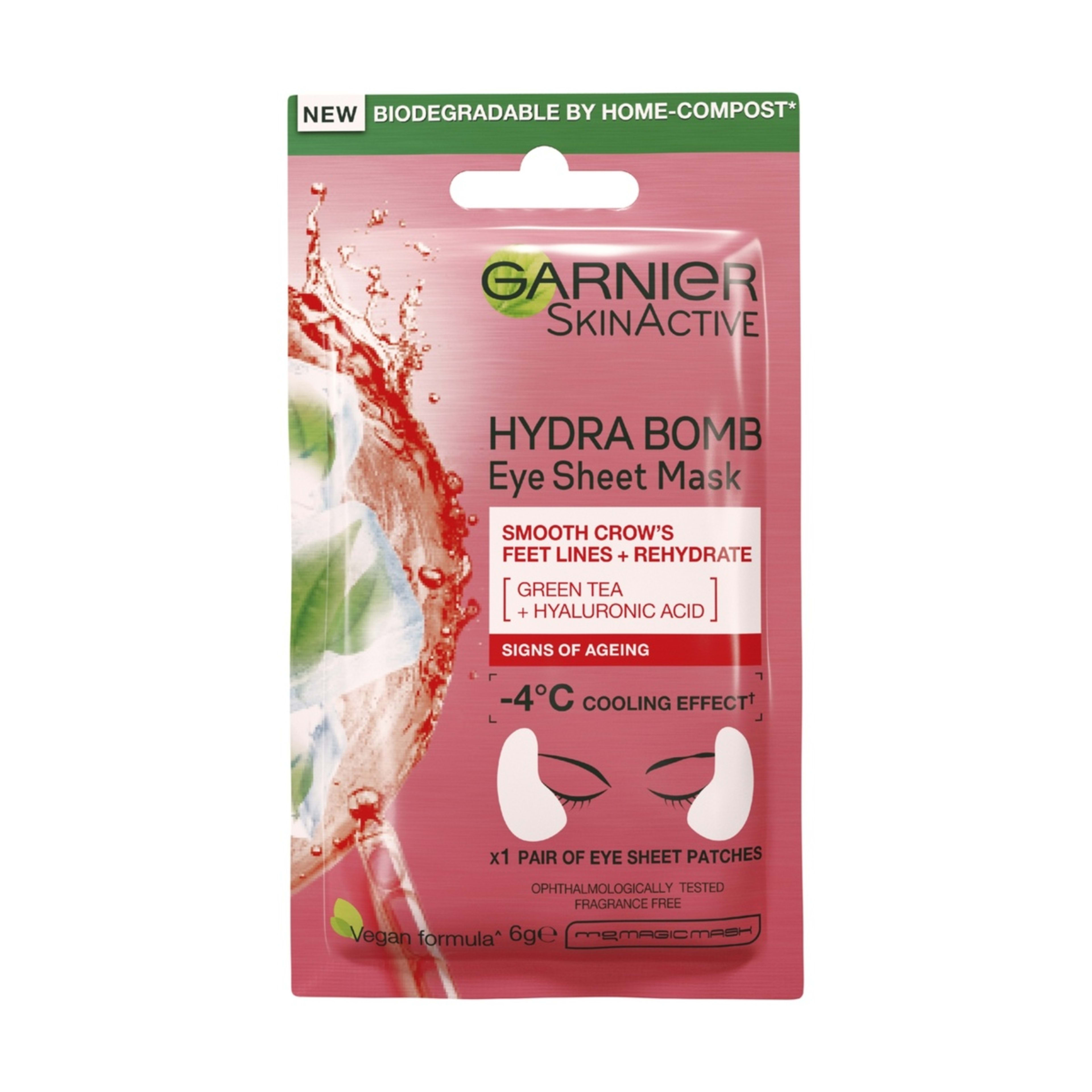 1 Garnier SkinActive Hydra Bomb Eye Sheet Mask 6g - Green Tea & Hyaluronic Acid