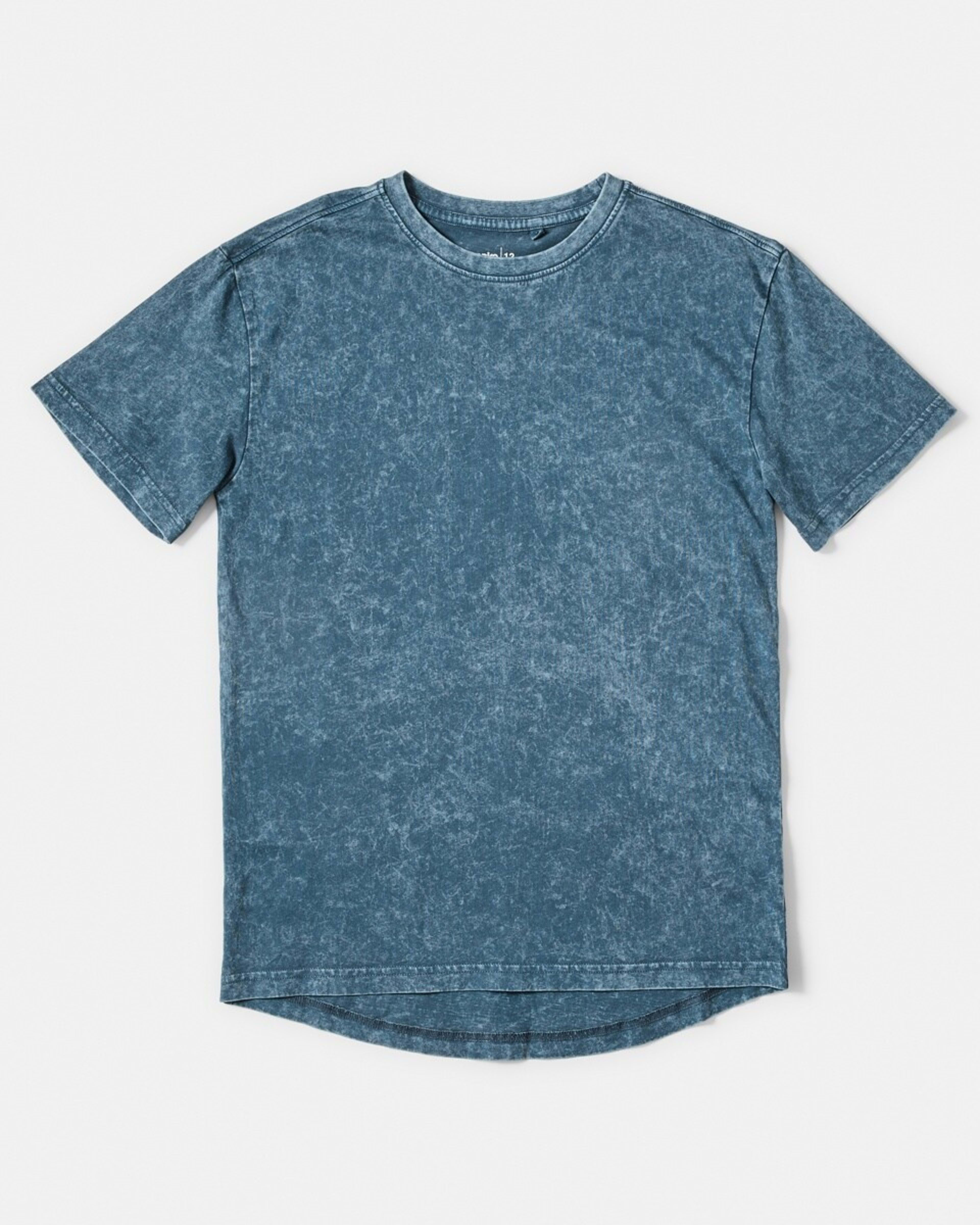 8 Curved Hem Acid Wash T-shirt Wash Blue, 8 of 9