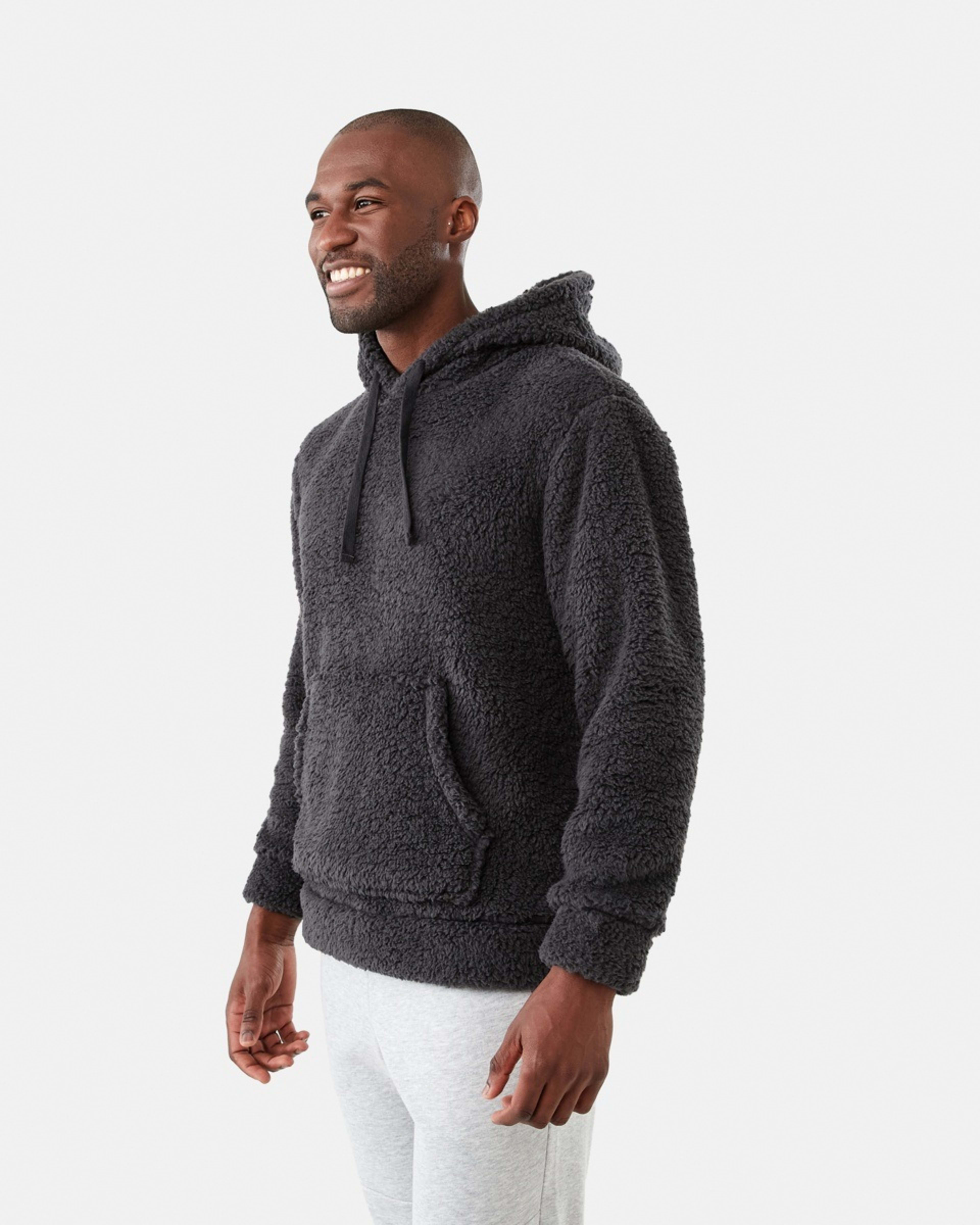 2 Long Sleeve Sherpa Hoodie Charcoal, 2 of 6