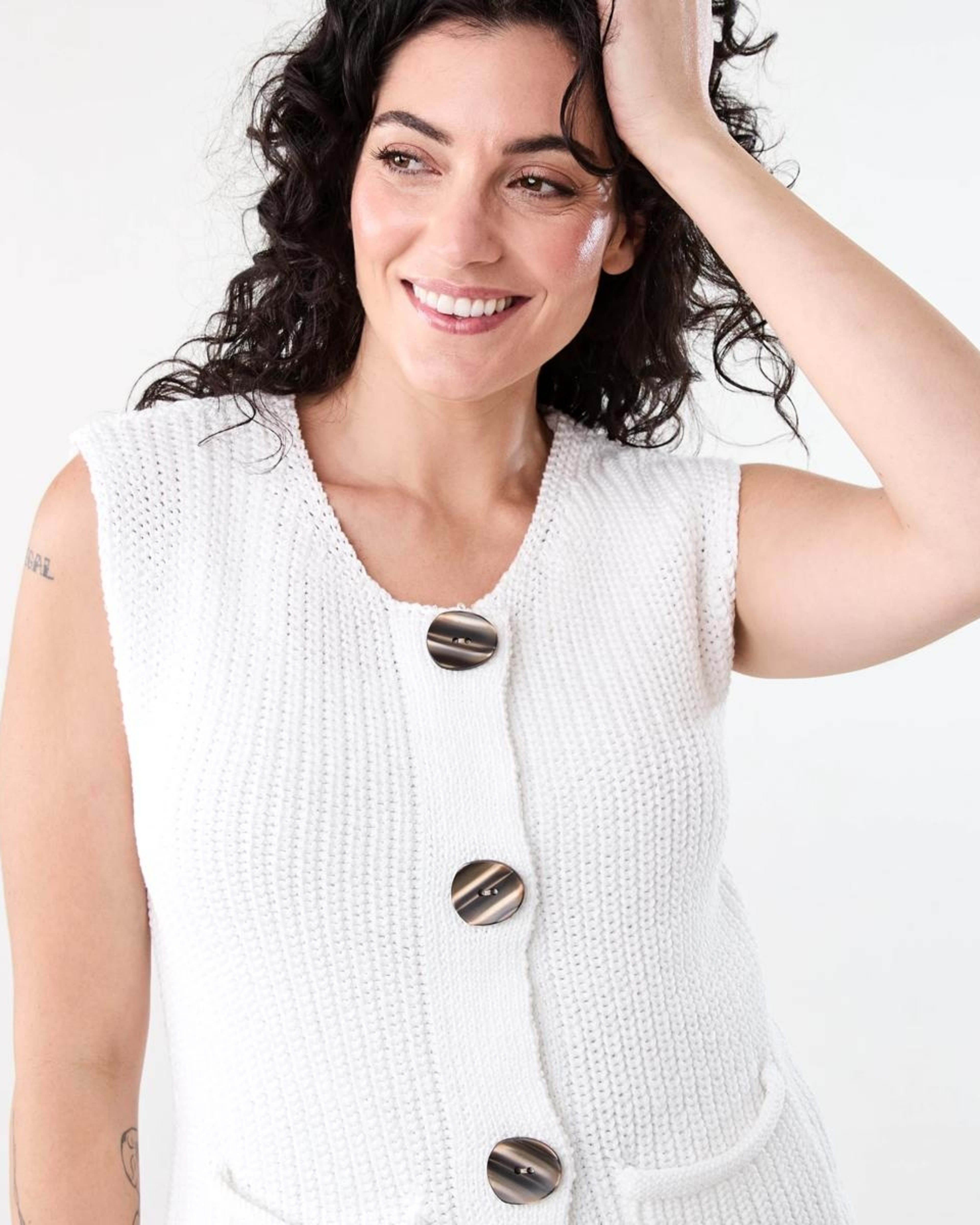 4 Fisherman Rib Vest WHITE, 4 of 6