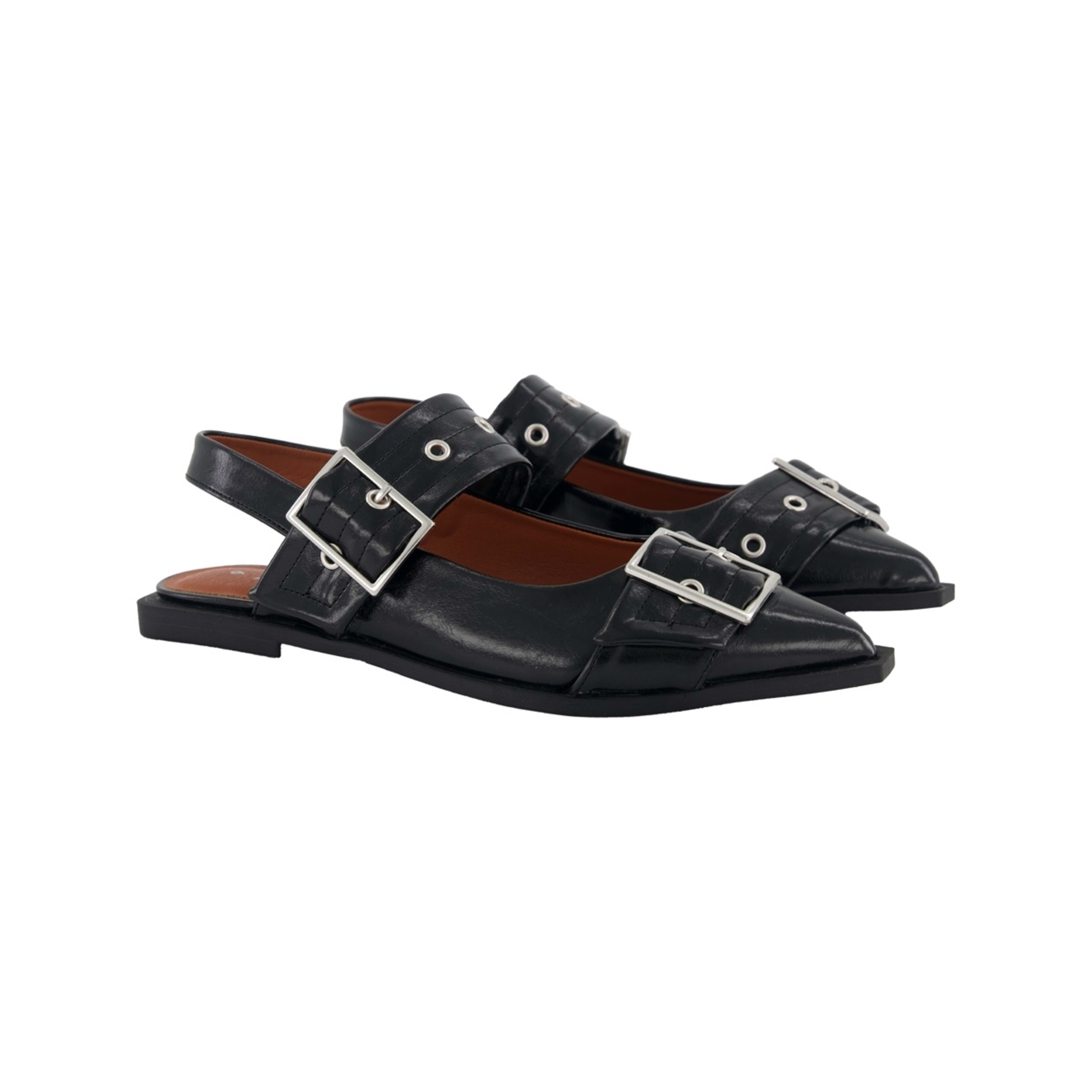 3 Buckle Slingback Ballet Flats Black, 3 of 3