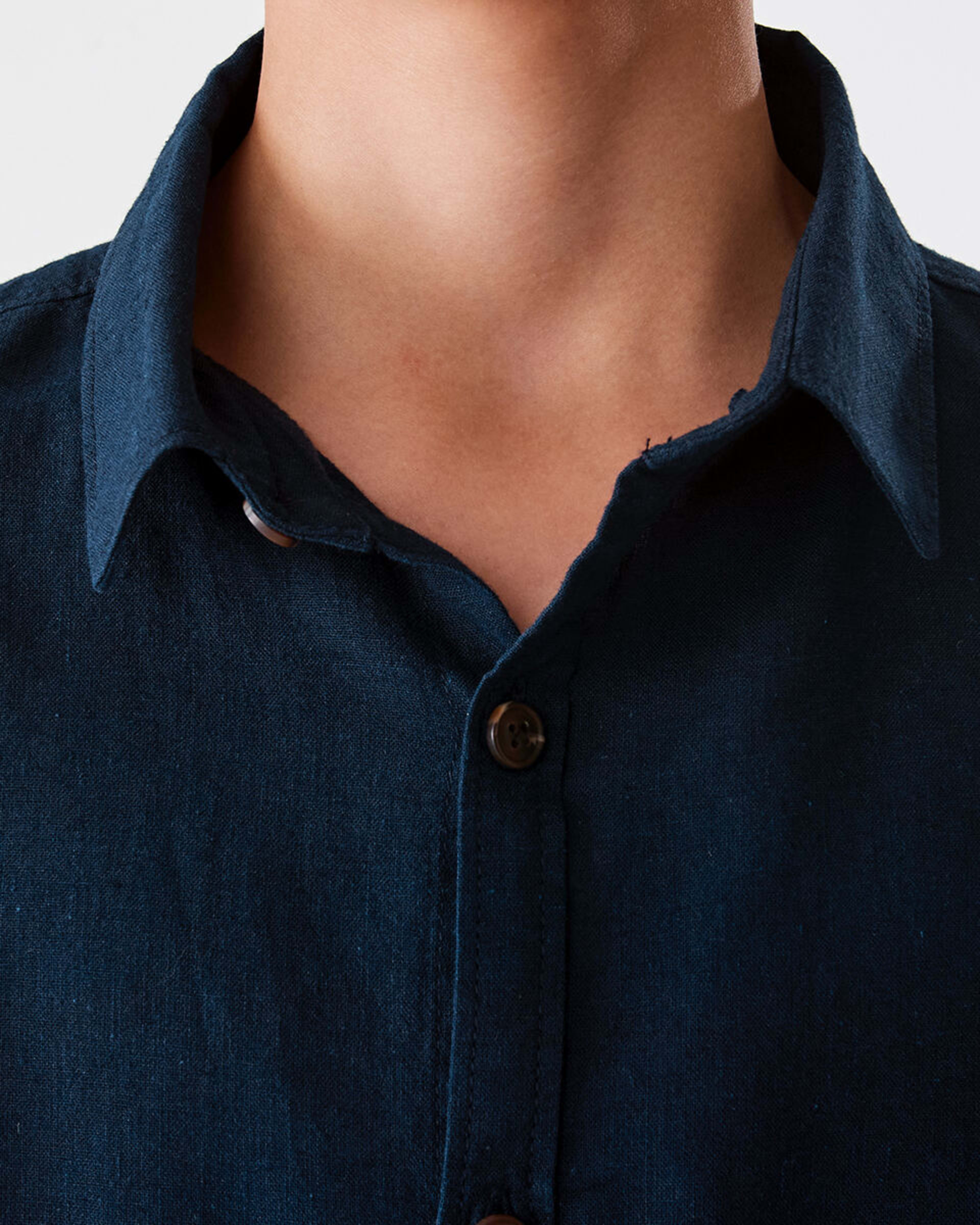 4 Short Sleeve Linen Shirt Dress Navy, 4 of 9
