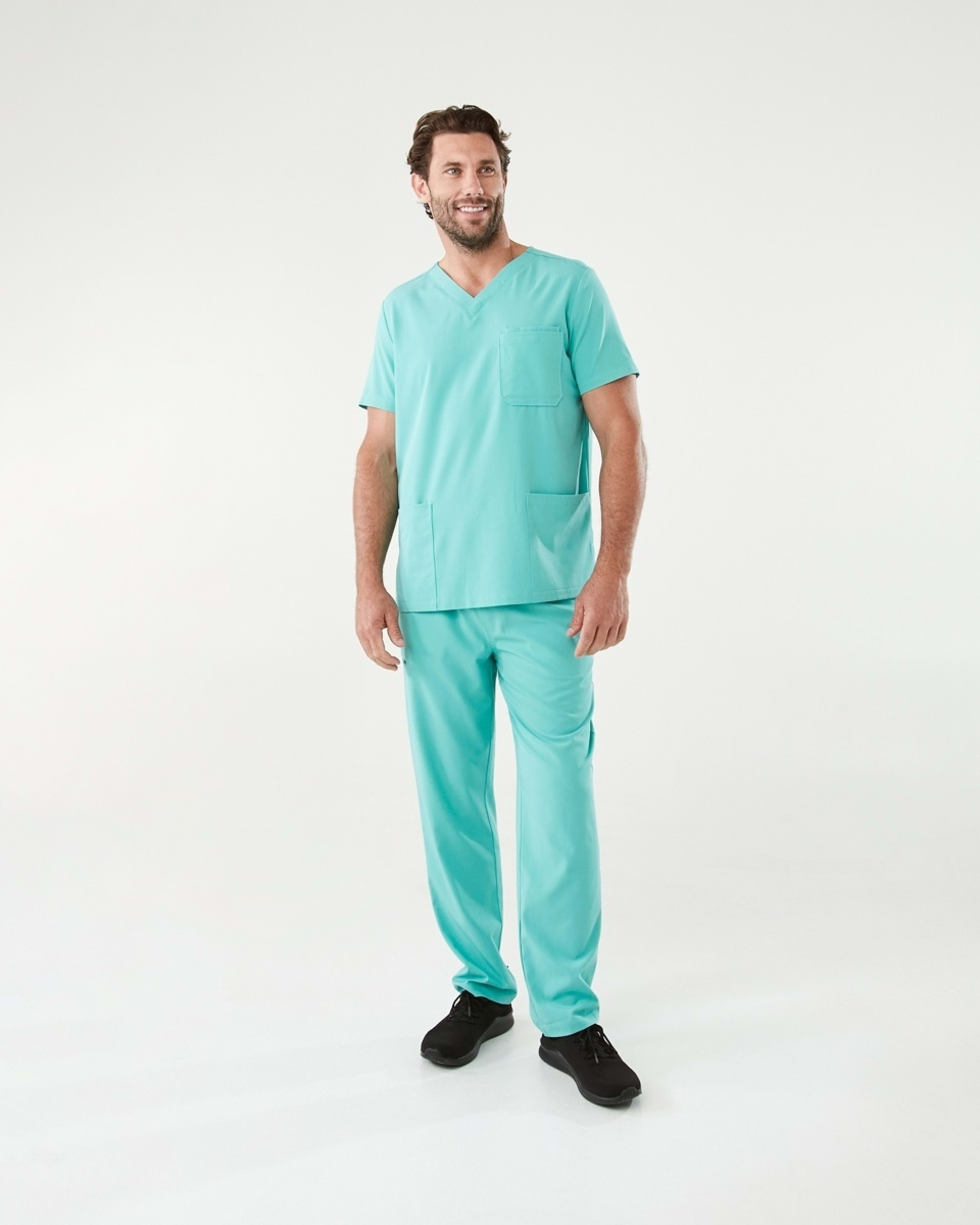 10 Work Short Sleeve Scrub Top Blue Turquoise, 10 of 10