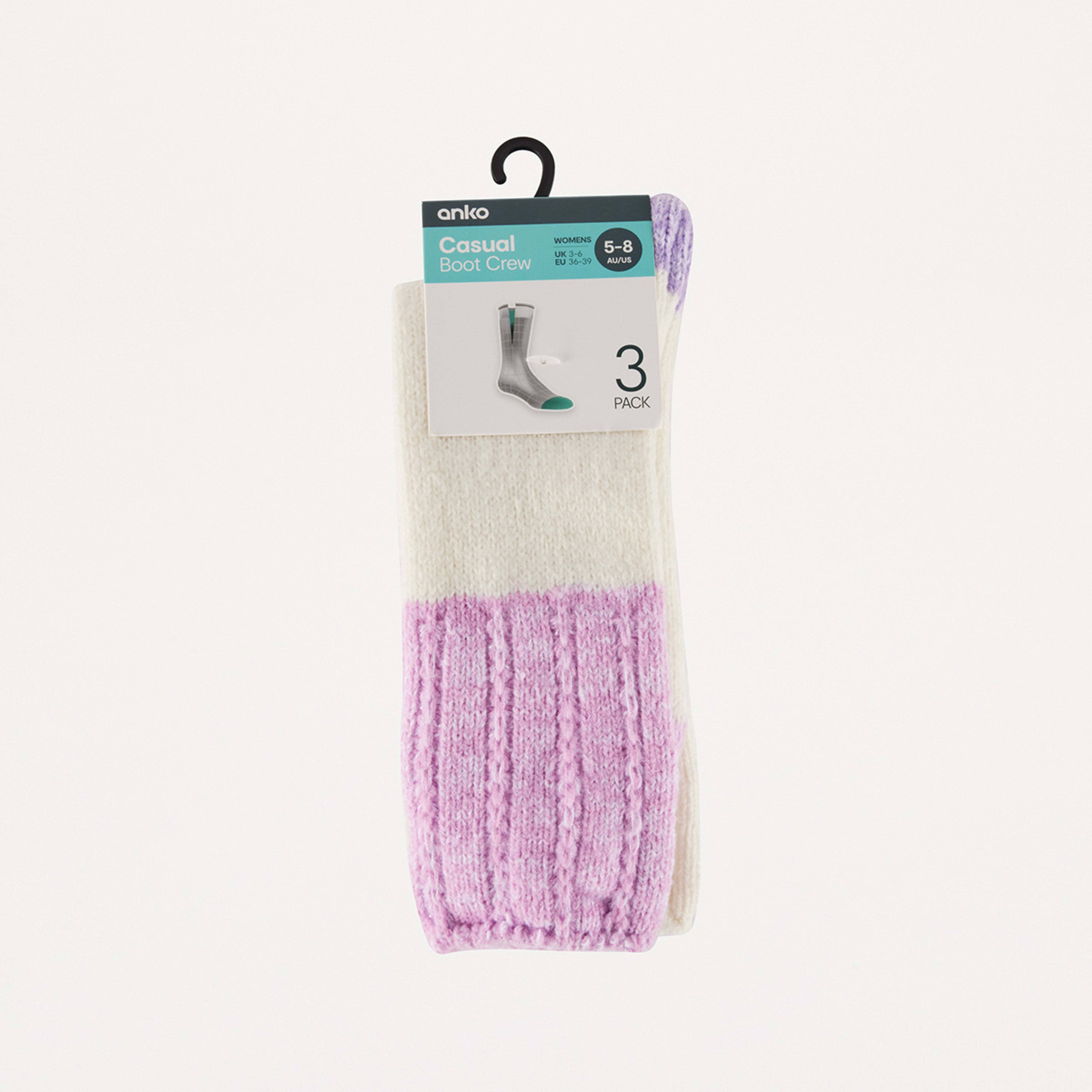 3 3 Pack Boot Socks Lav Pink, 3 of 3