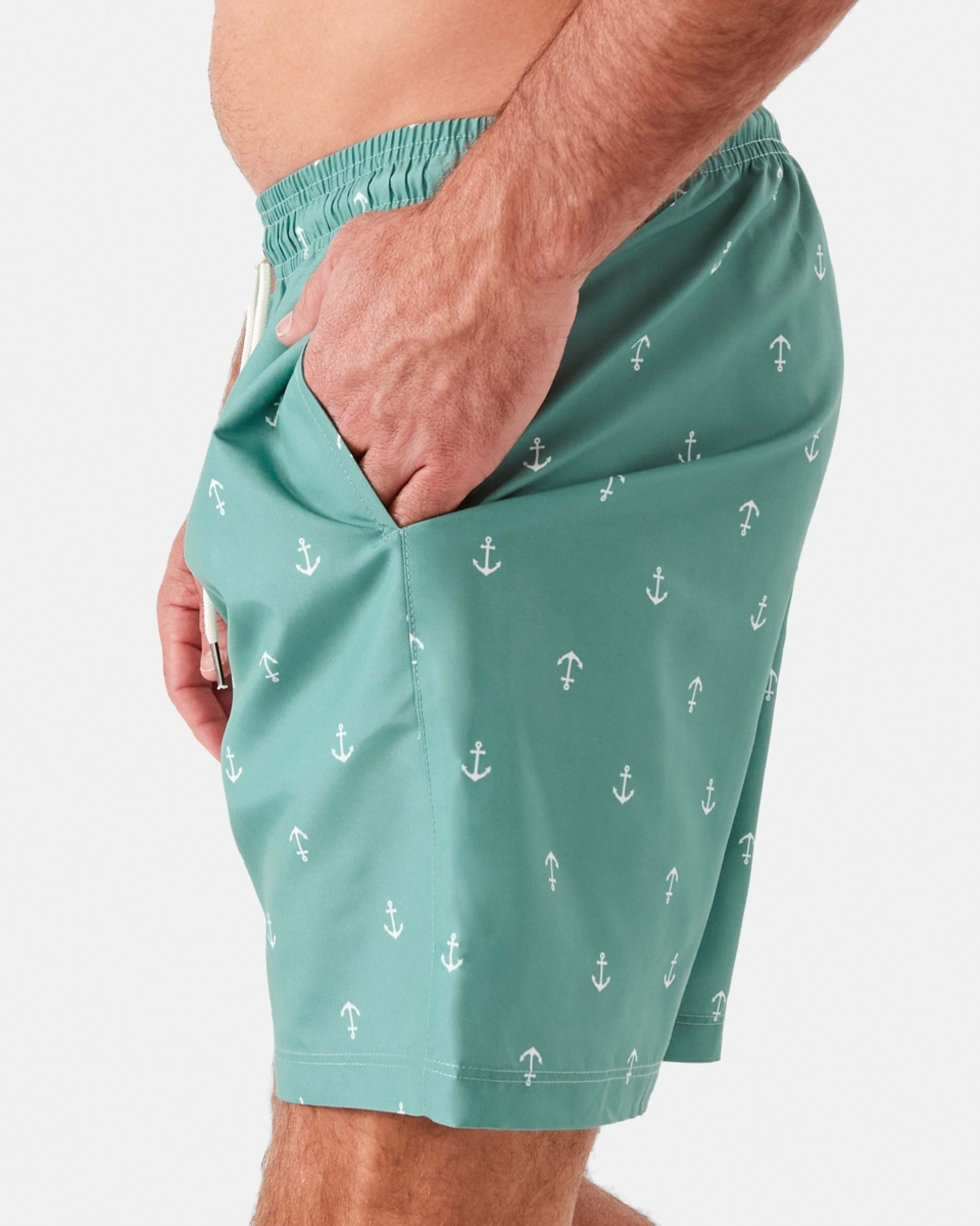 2 Mid Length Boardshorts Grn Anchor, 2 of 6