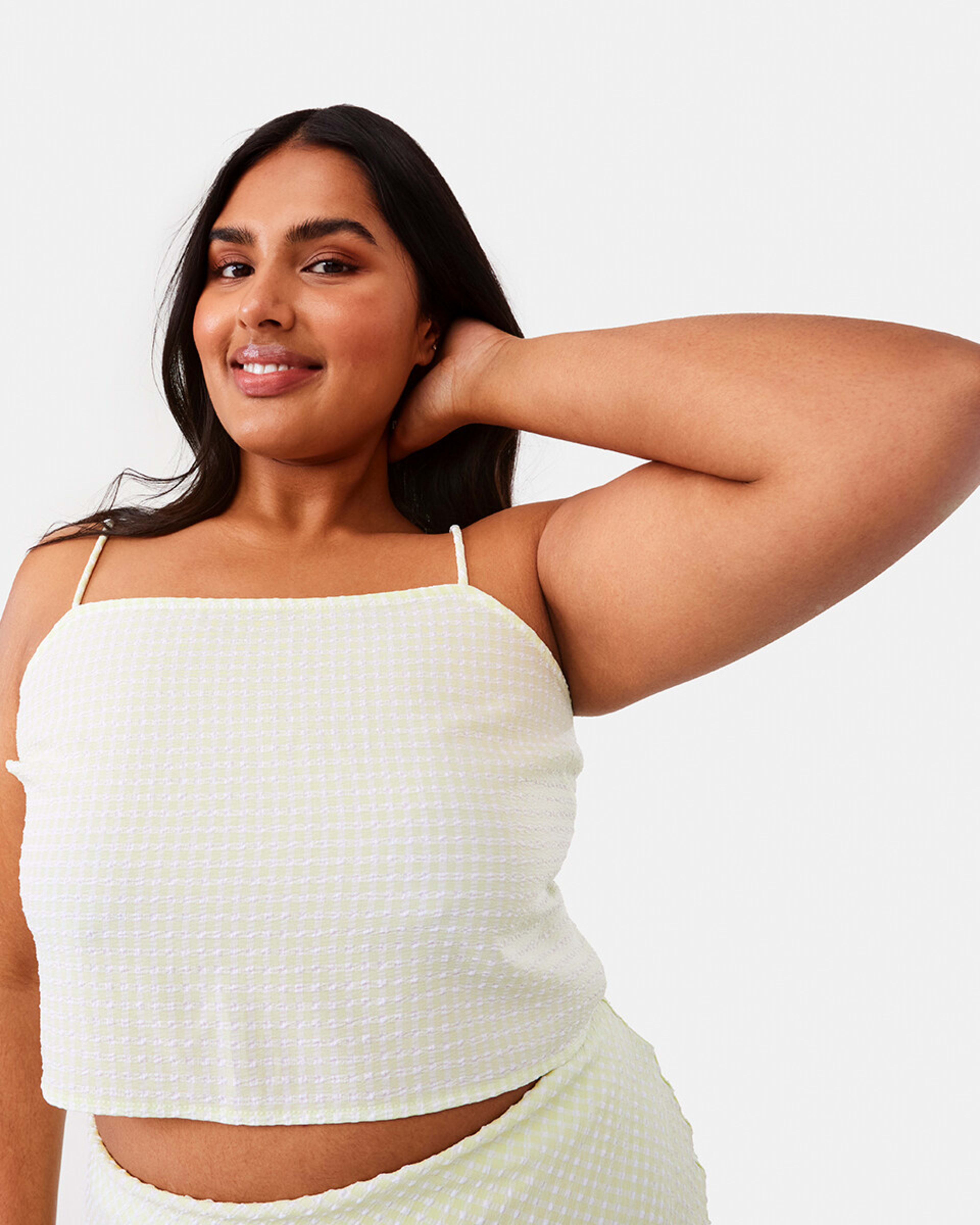 3 Sleeveless Tie Back Crop Top Ginghm Grn, 3 of 10