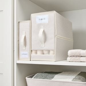 Linen Look Striped Bed Linen Box - Large, B