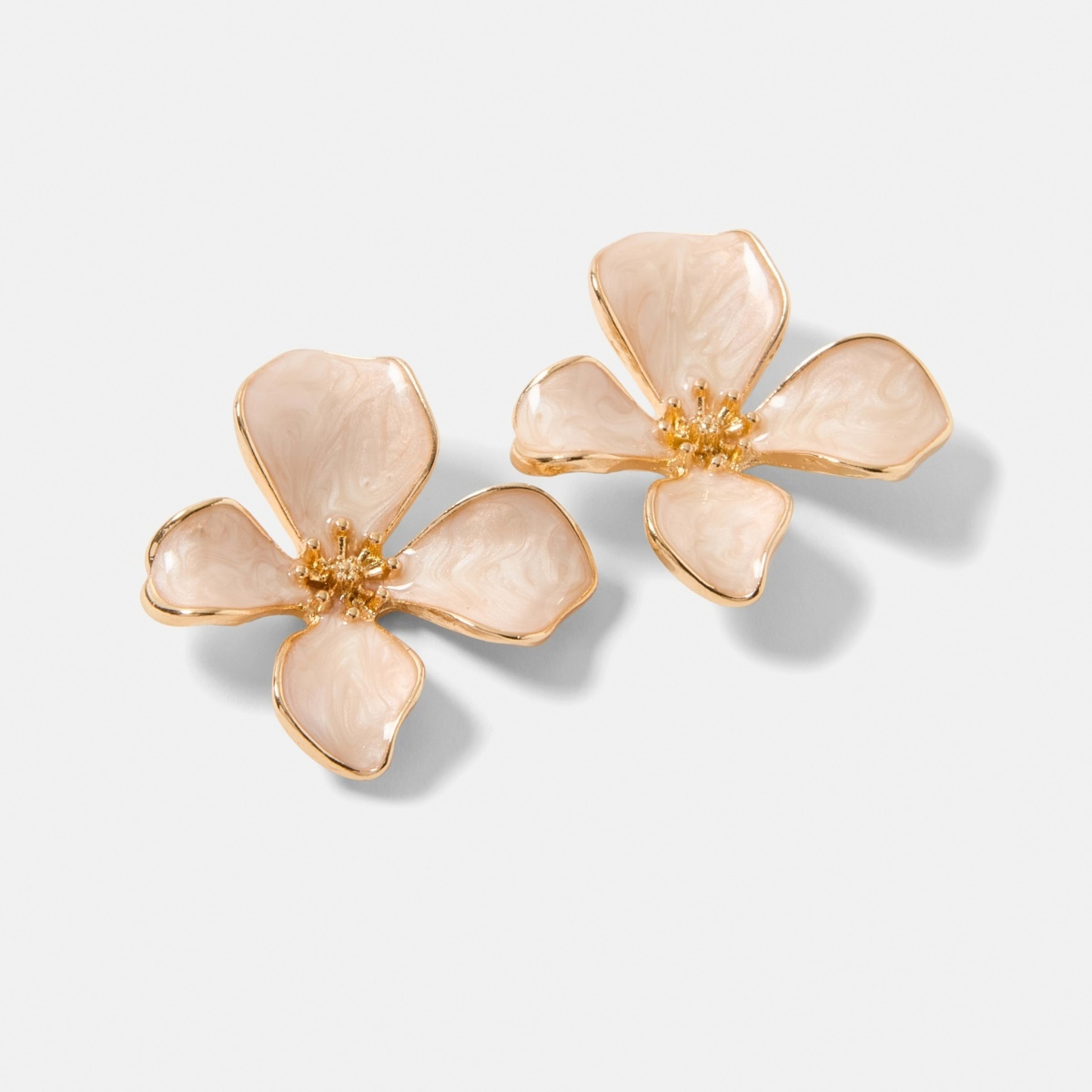 2 Flower Stud Earrings - Gold Tone, 2 of 4