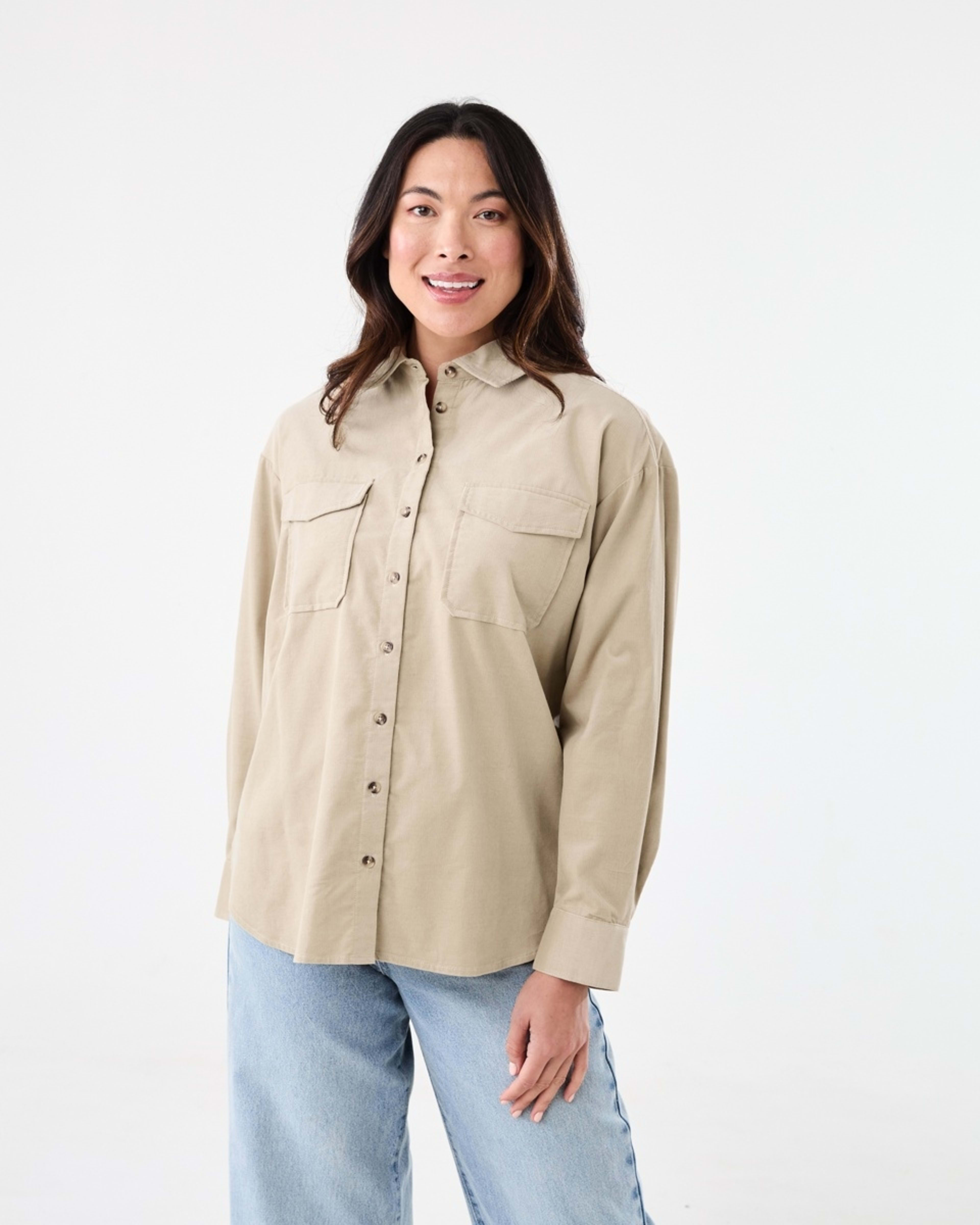 1 Long Sleeve Baby Corduroy Shirt Peanut, 1 of 7
