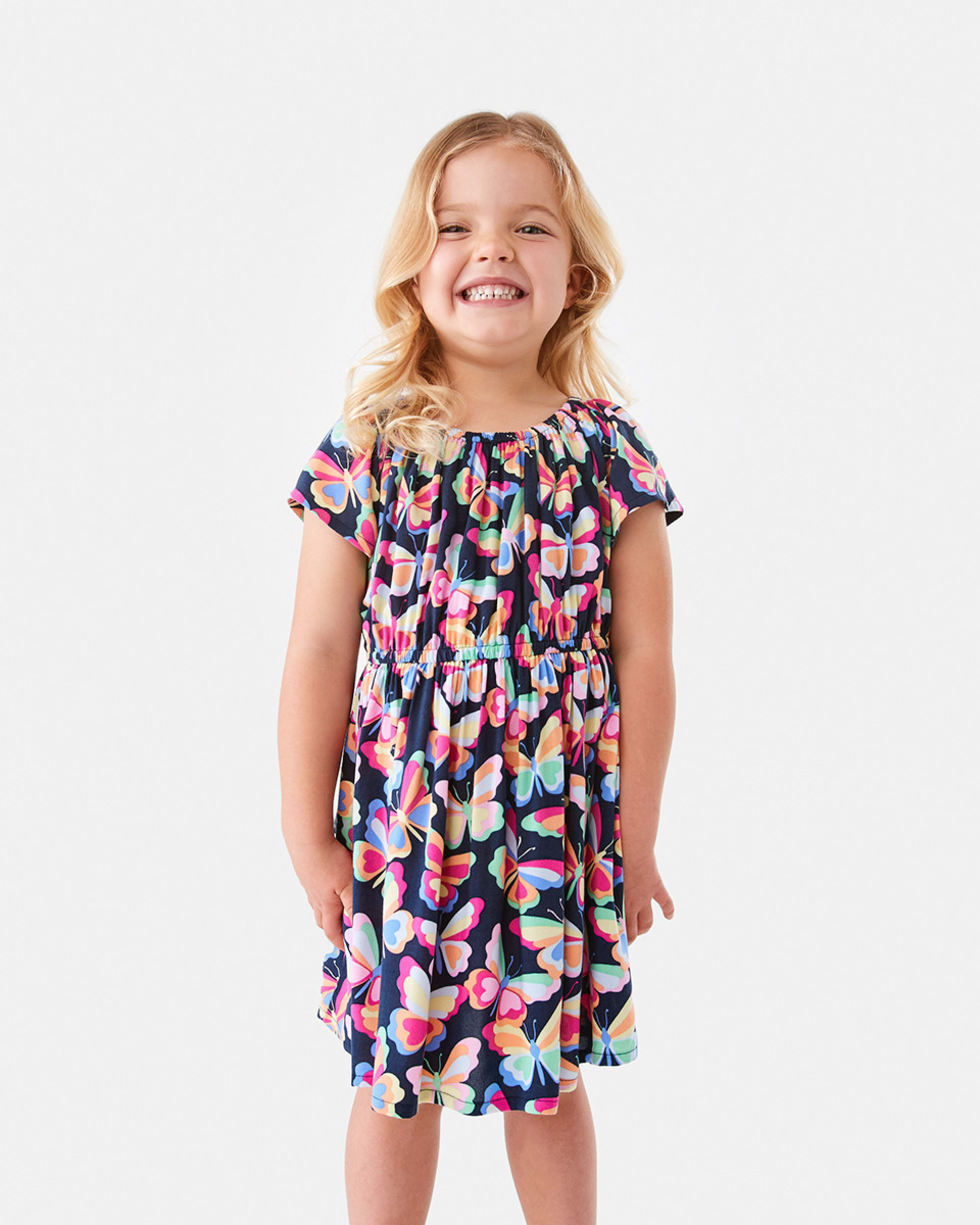 1 Print Viscose Dress Blu Bfly, 1 of 9
