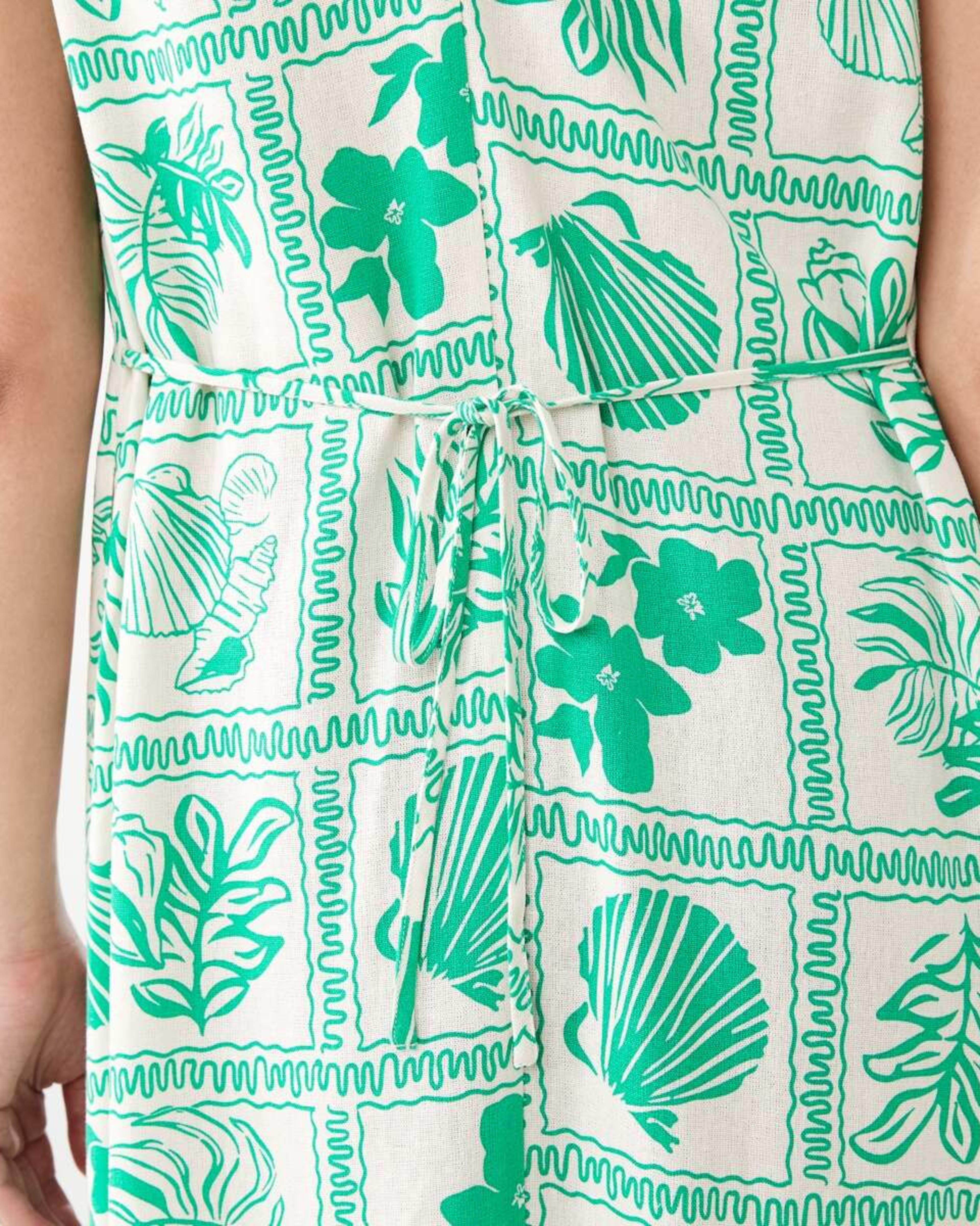 9 Sleeveless Longline Button Through Midi Dress SHELL GEO SIMPLY GREEN, 9 of 9