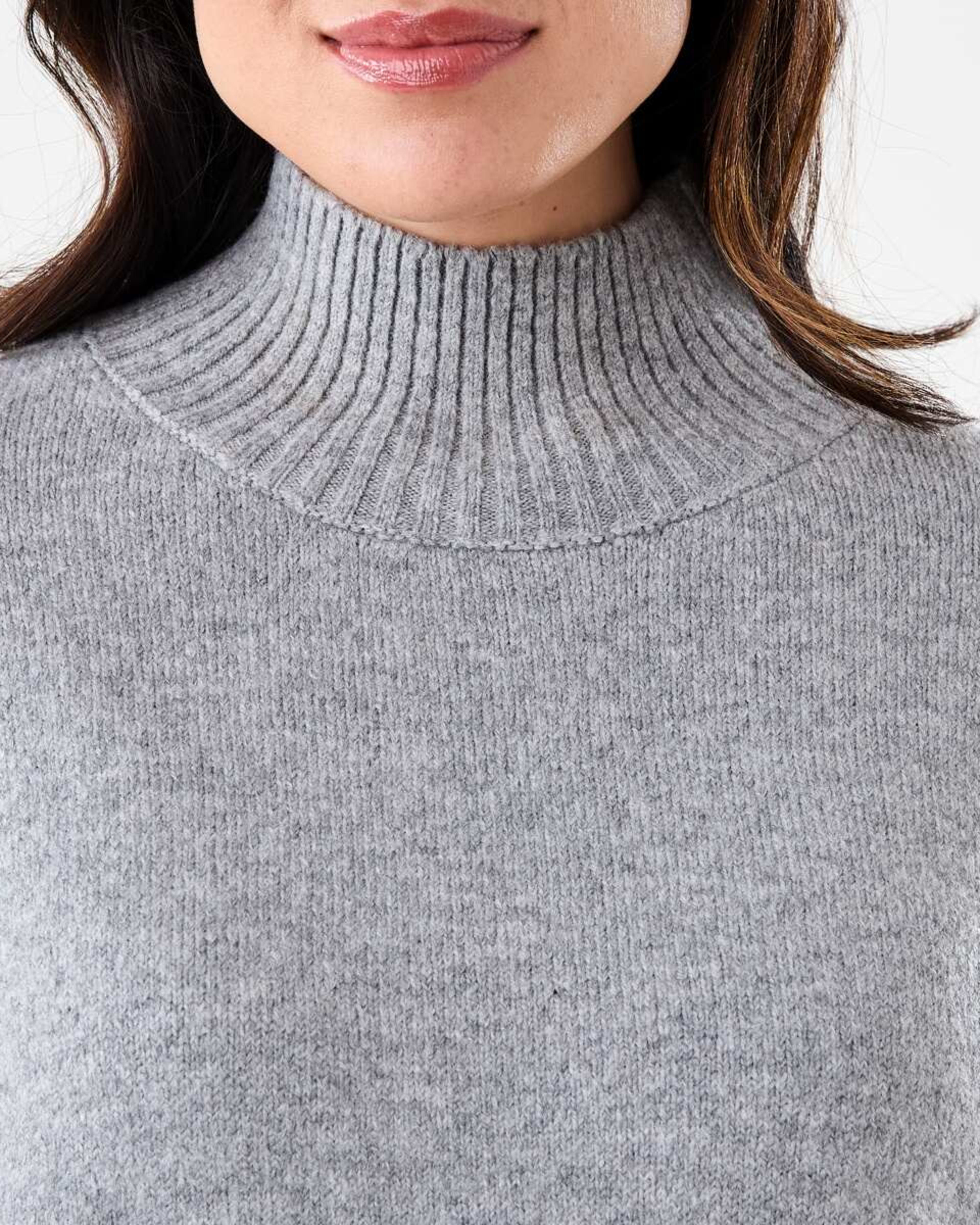 6 Funnel Split Hem Jumper Char Marle, 6 of 7