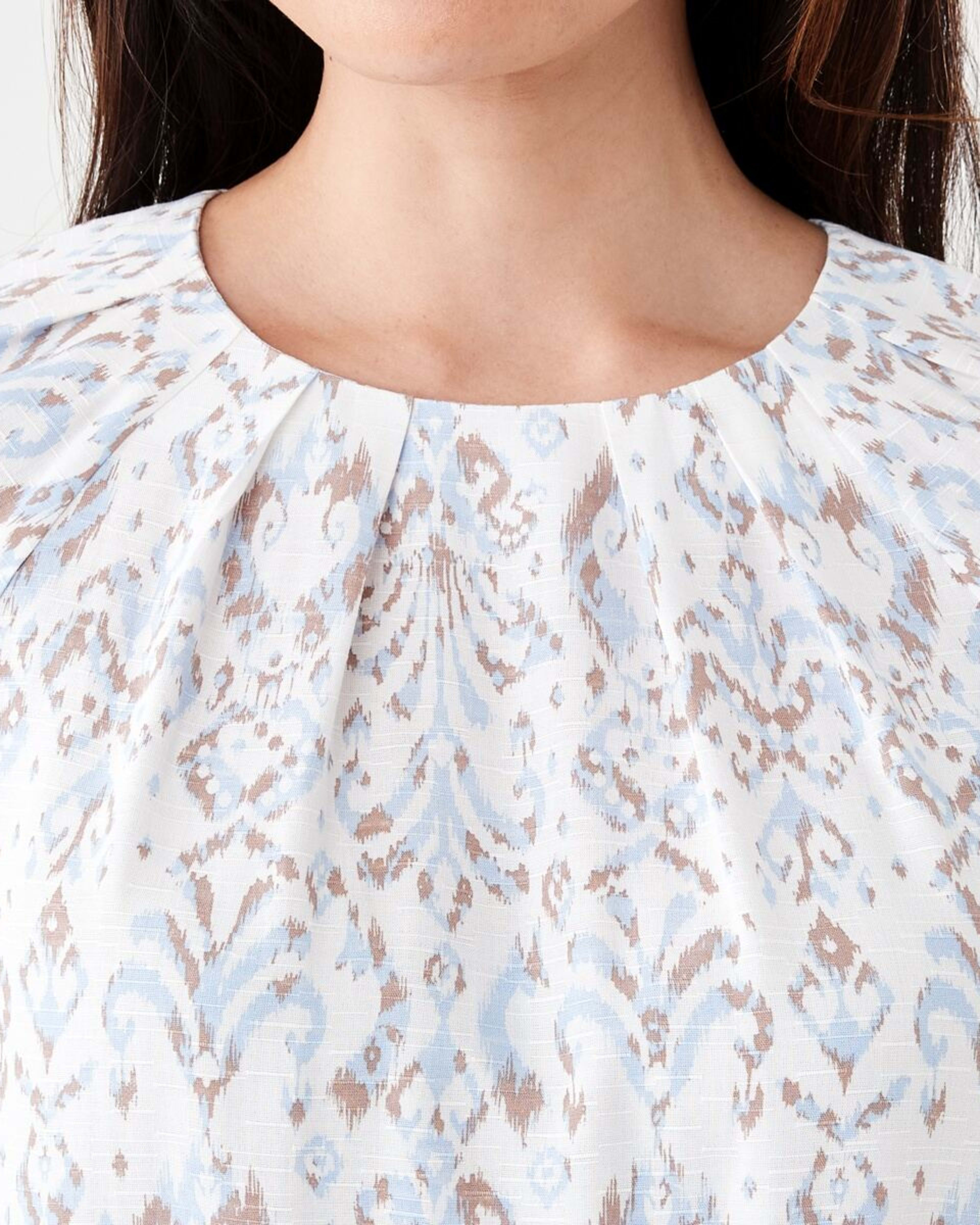 5 Short Sleeve Tuck Top IKAT BRUNI BLUE, 5 of 6