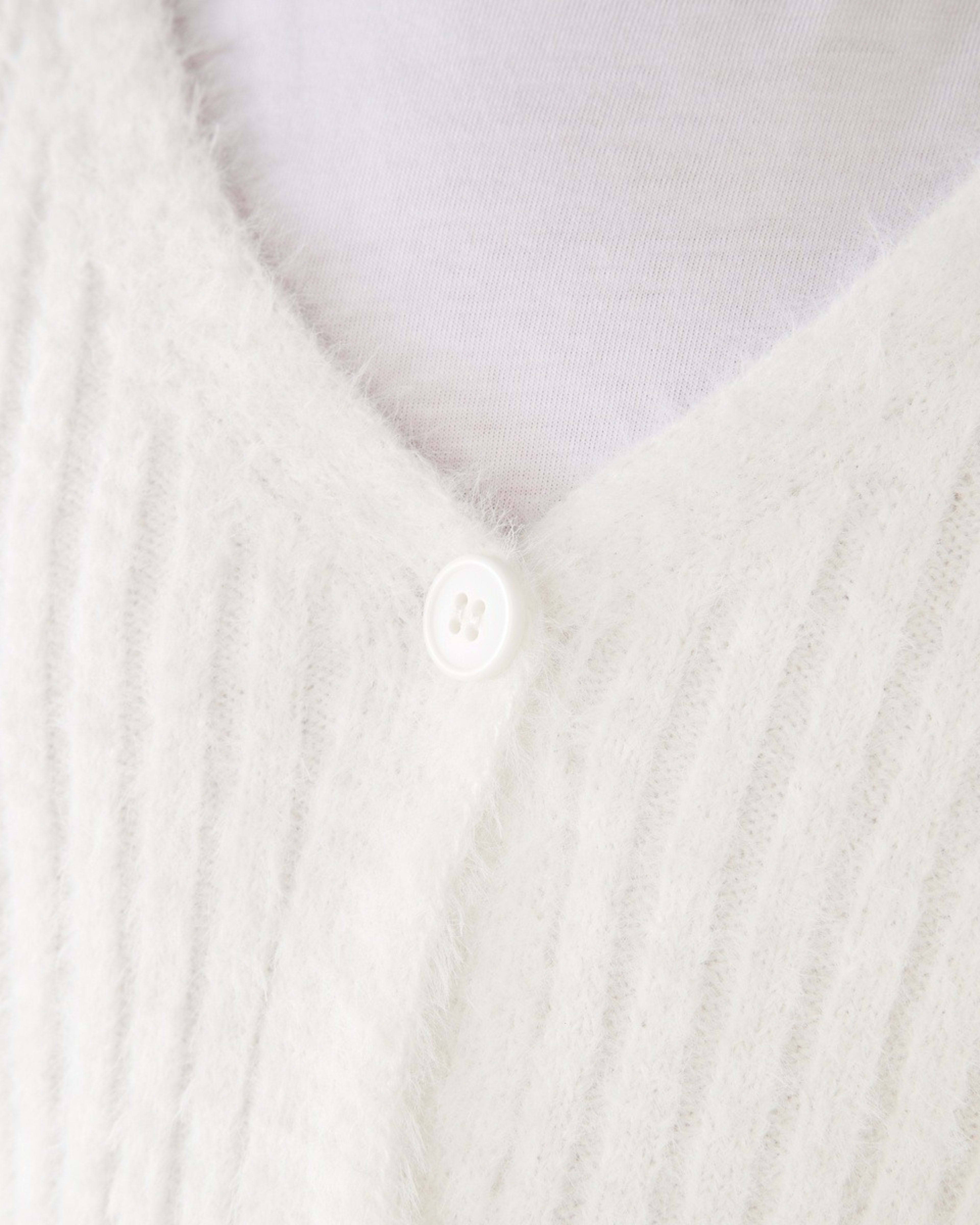 4 Crop Rib Cardigan Cream, 4 of 9