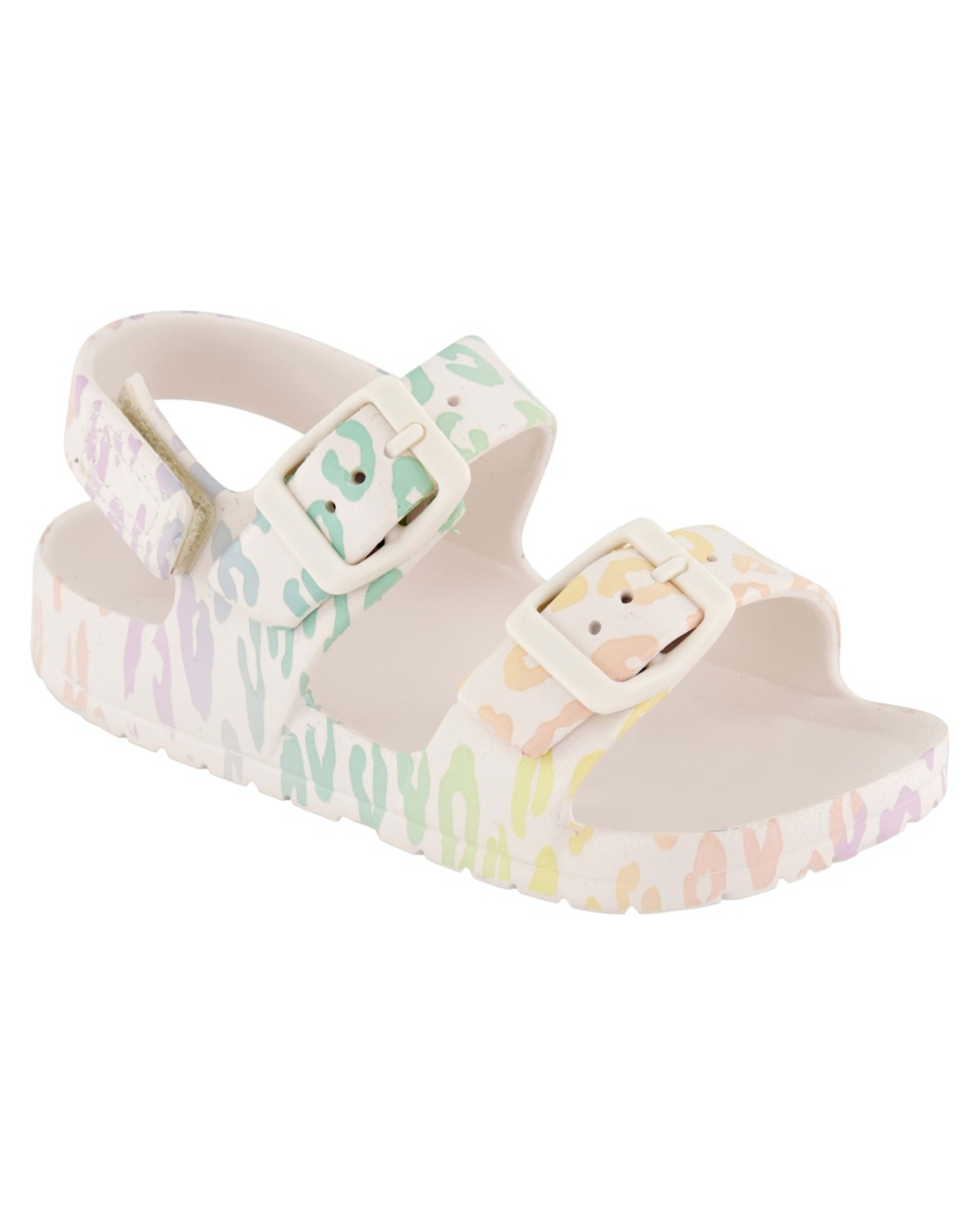 1 Junior Double Strap Slides WHITE OMBRE LEOPARD