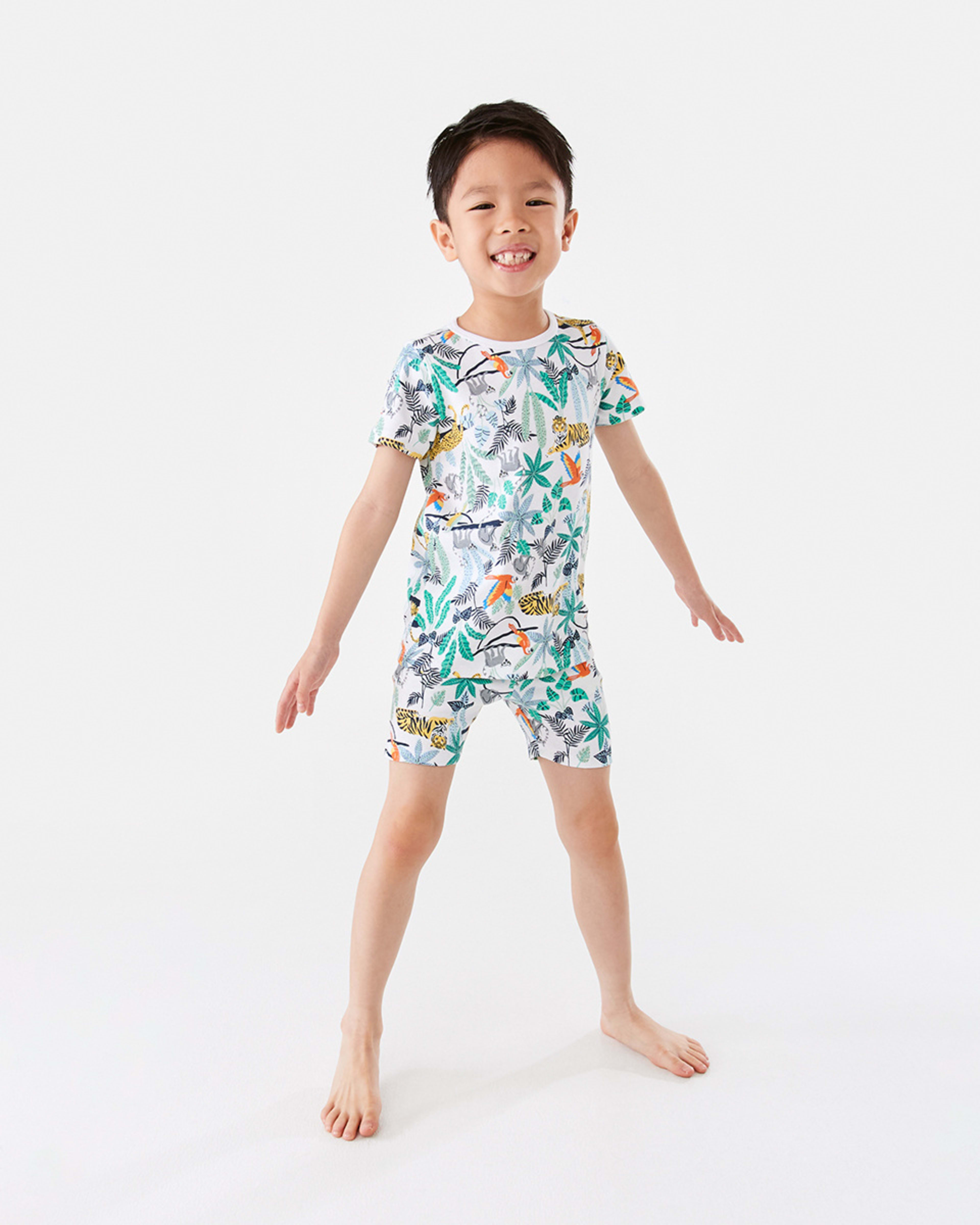 5 Short Sleeve Rib Knit Pyjama Set Multijungl, 5 of 10