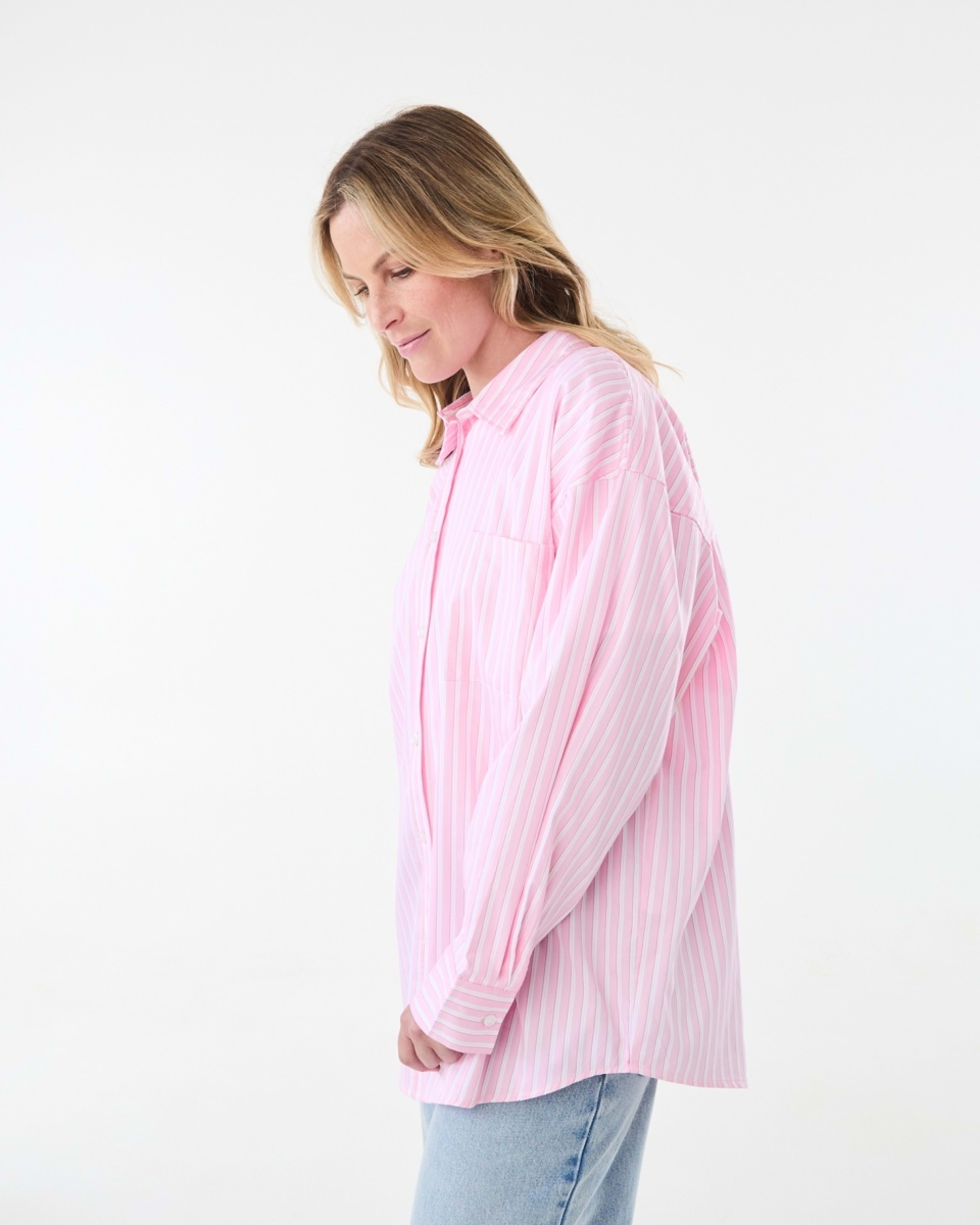 4 Long Sleeve Boyfriend Shirt Pink Strp, 4 of 8