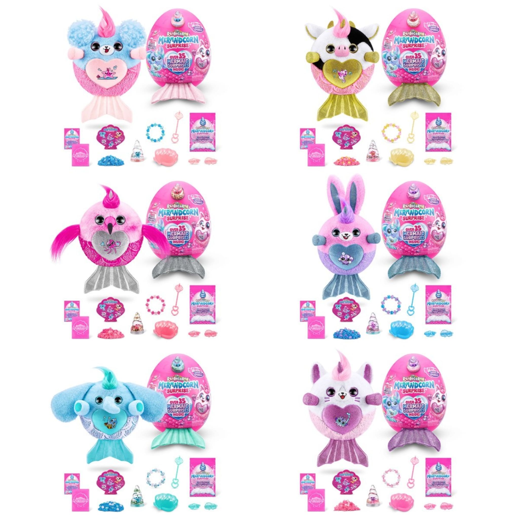 Rainbocorns Mermaidcorn Série 7 – œuf Surprise Chaton Sirène, Peluche, Autocollants – 6 Personnages à Collectionner