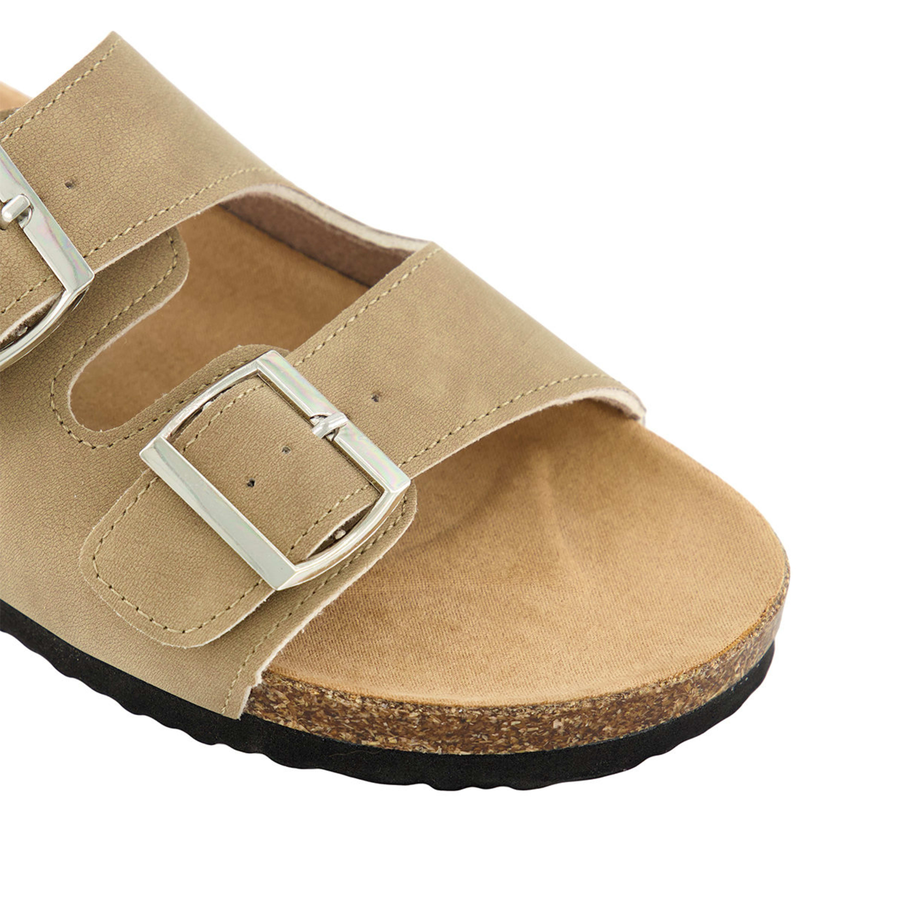 4 Double Buckle Footbed Slides Oat Beige, 4 of 4