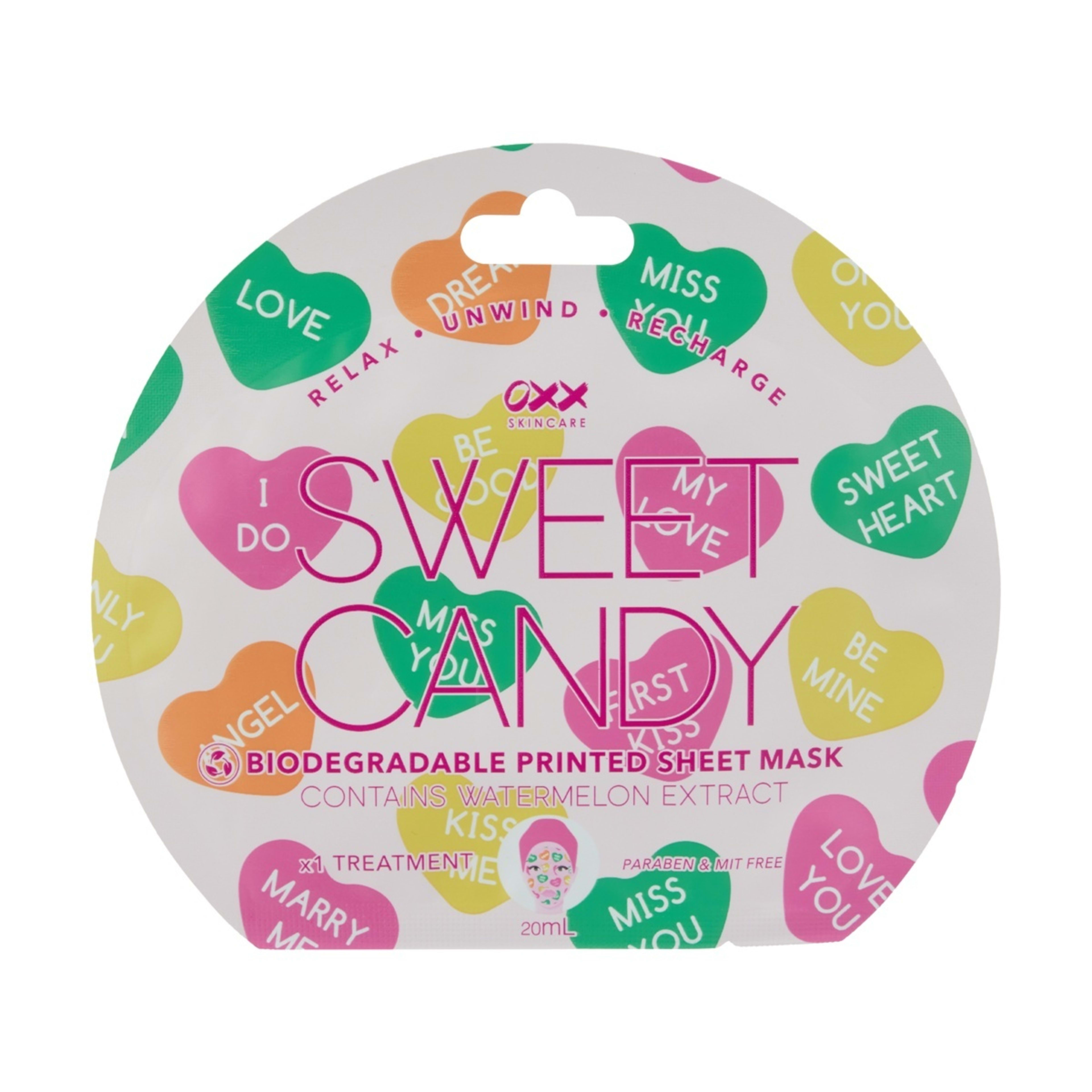 1 OXX Skincare Sweet Candy Printed Sheet Mask 20ml - Watermelon Extract, 1 of 3