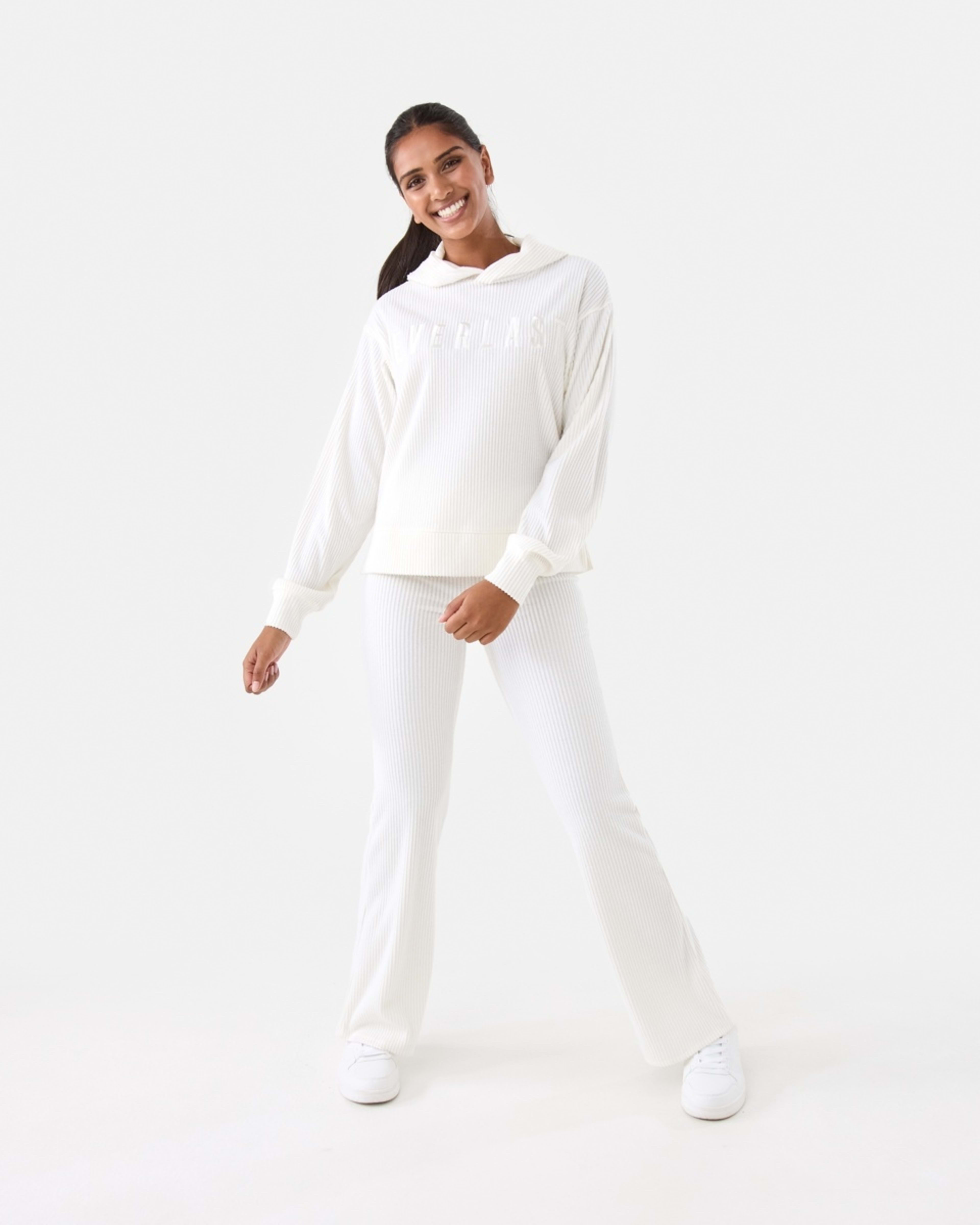 2 Everlast Womens Ribbed Luxe Flare Trackpants Bone, 2 of 5