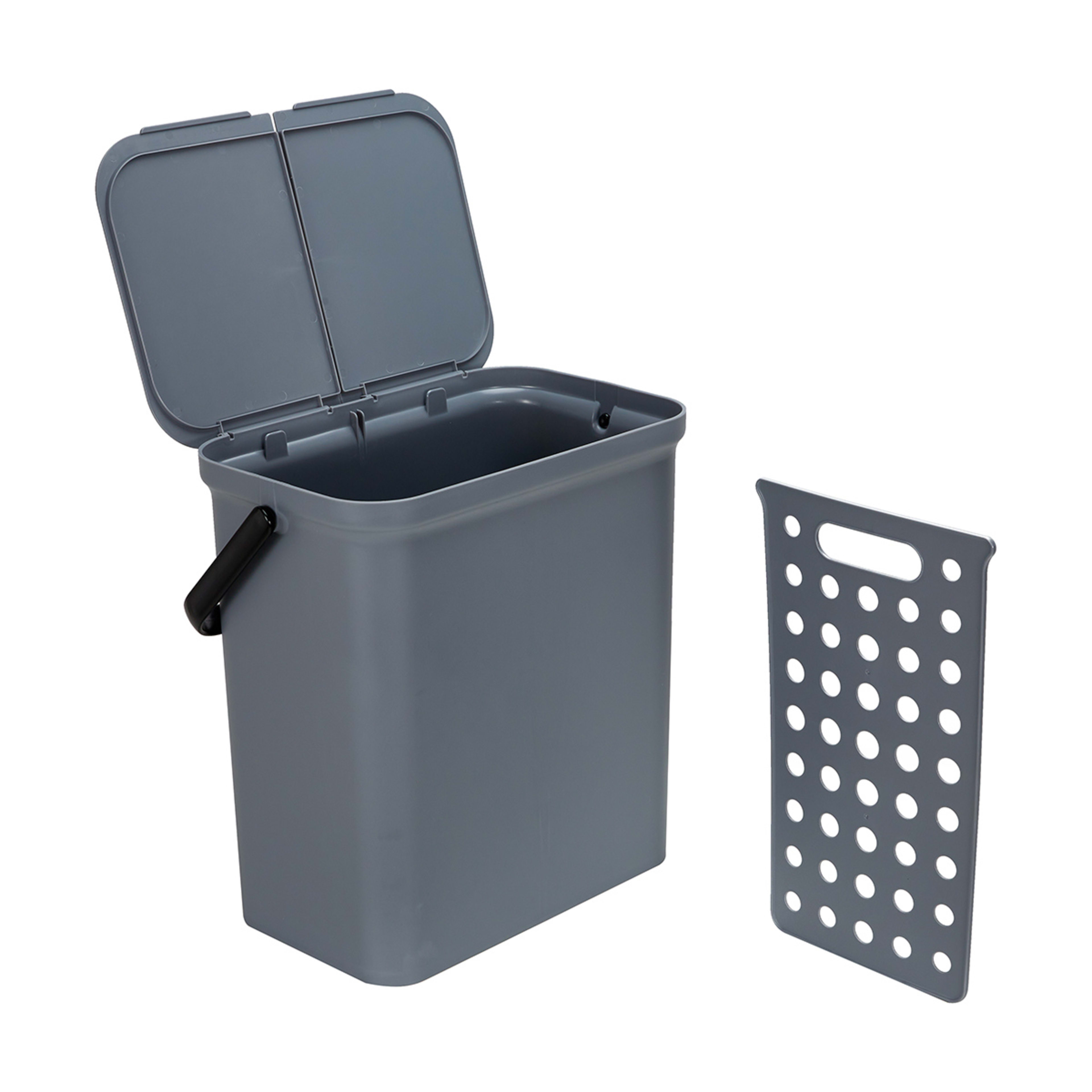 28L Grey Flip Top Recycle Bin Kmart