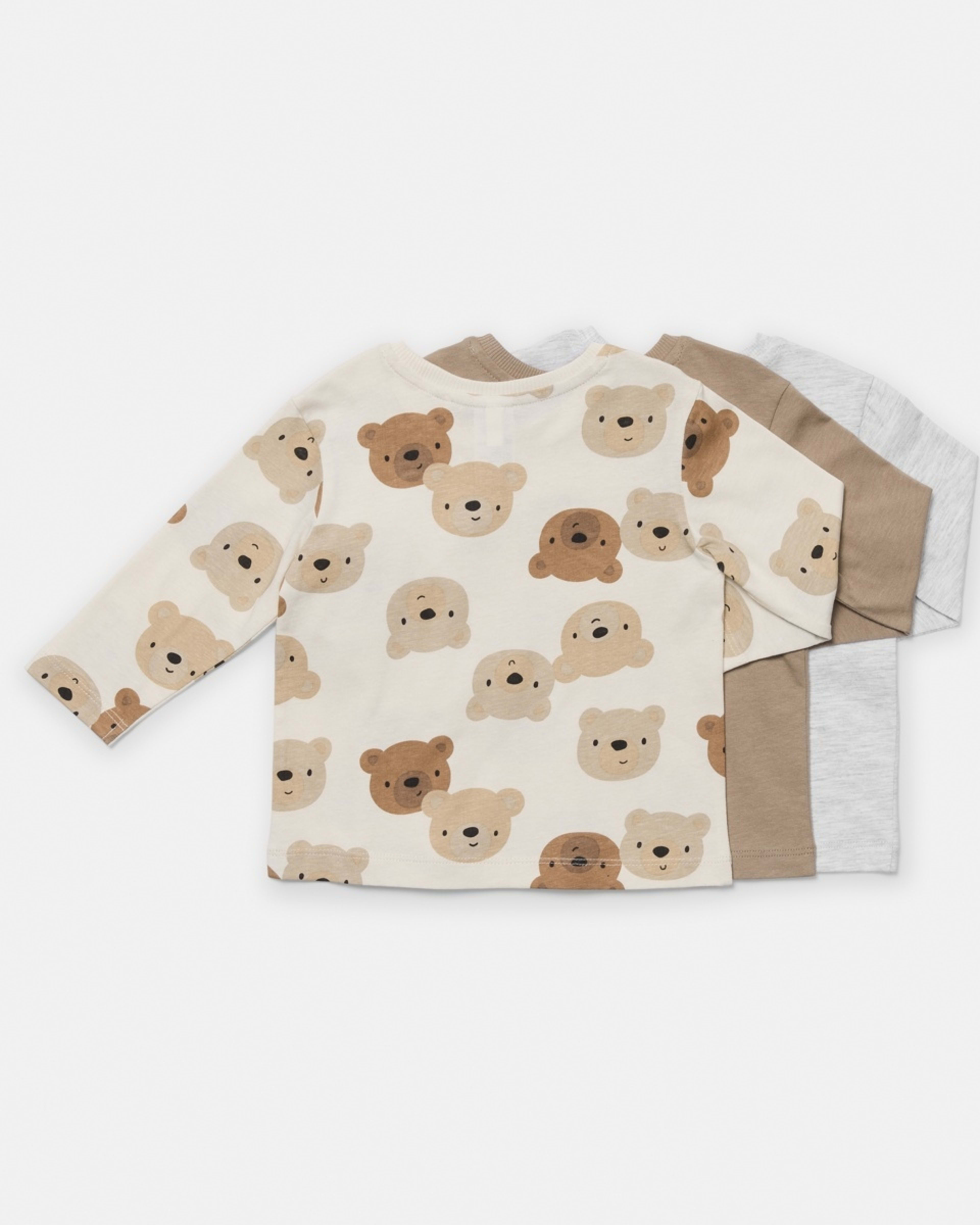 2 3 Pack Long Sleeve T-shirts Bge Bear, 2 of 8