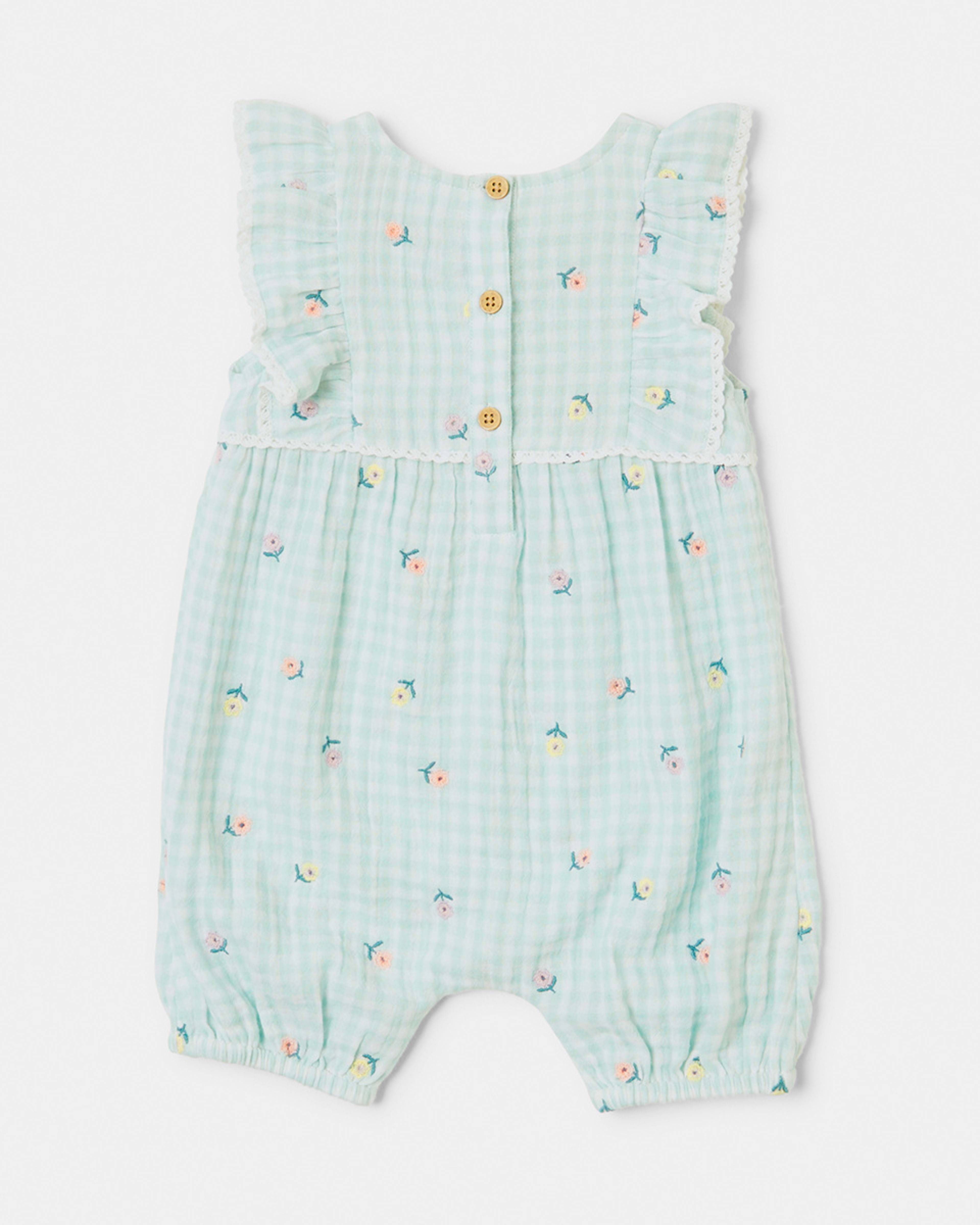 Gingham Embroidery Romper Kmart