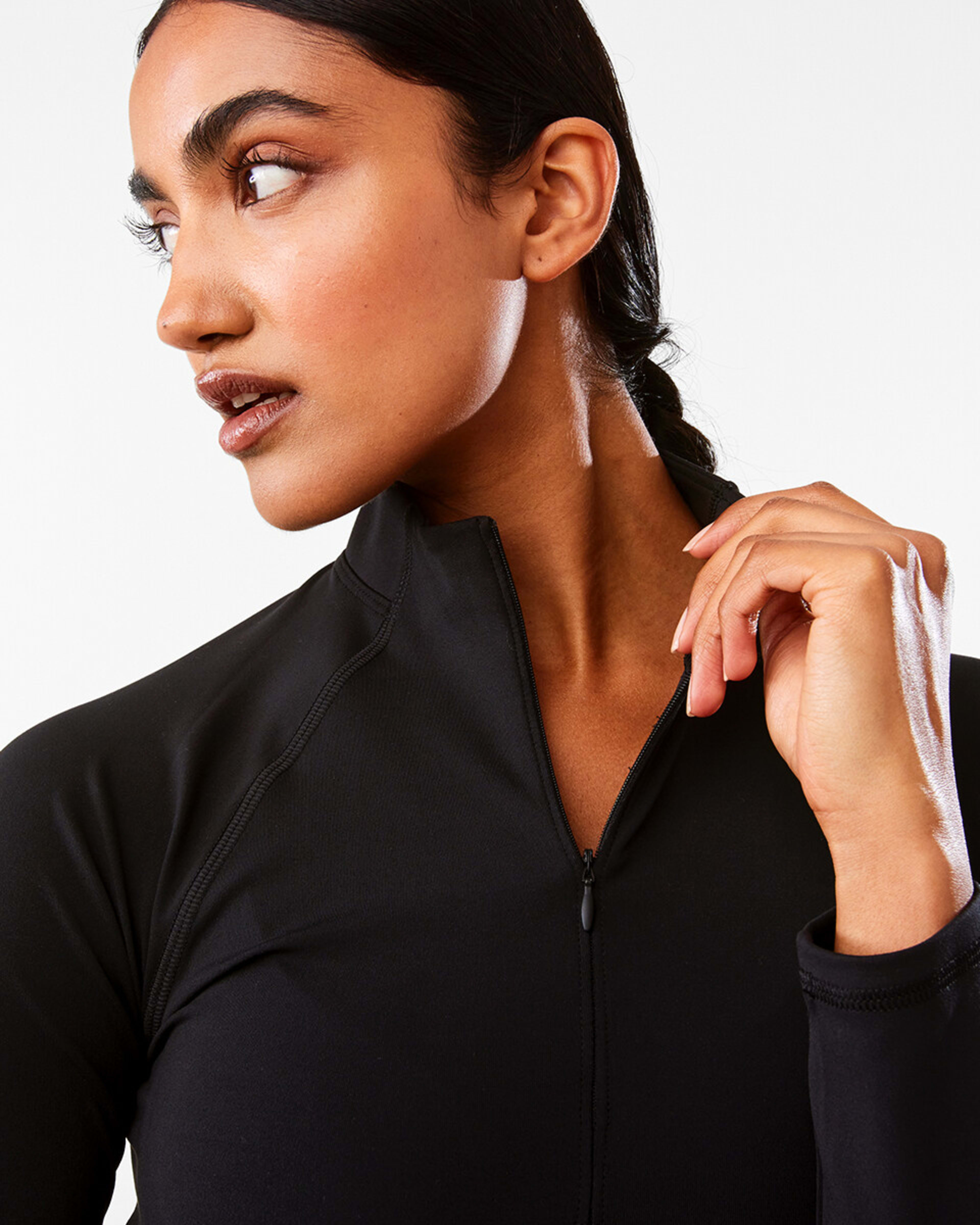 7 Active Womens Long Sleeve 1/4 Zip Ultrasoft Top BLACK, 7 of 10