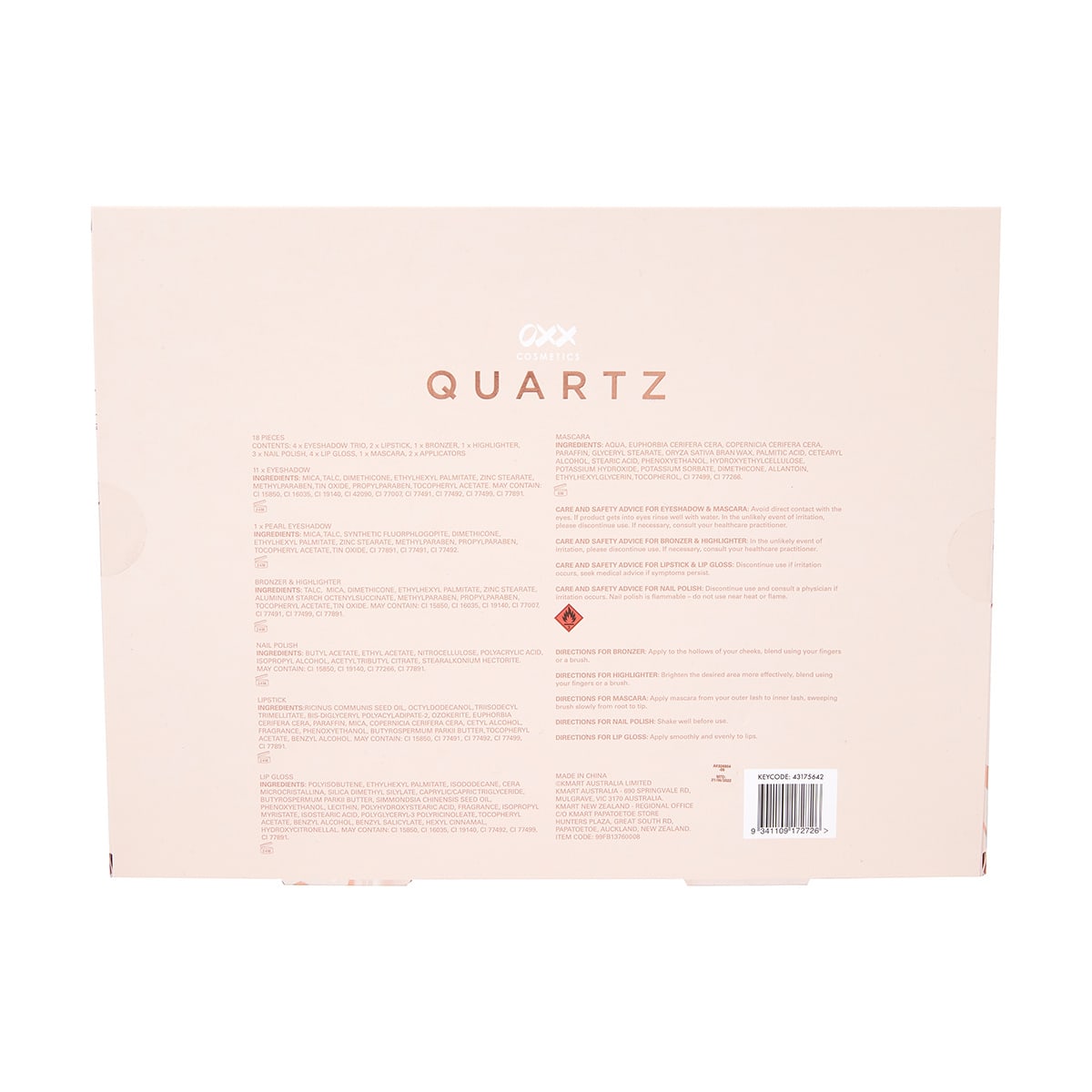 OXX Cosmetics 18 Piece Makeup Set Quartz Kmart