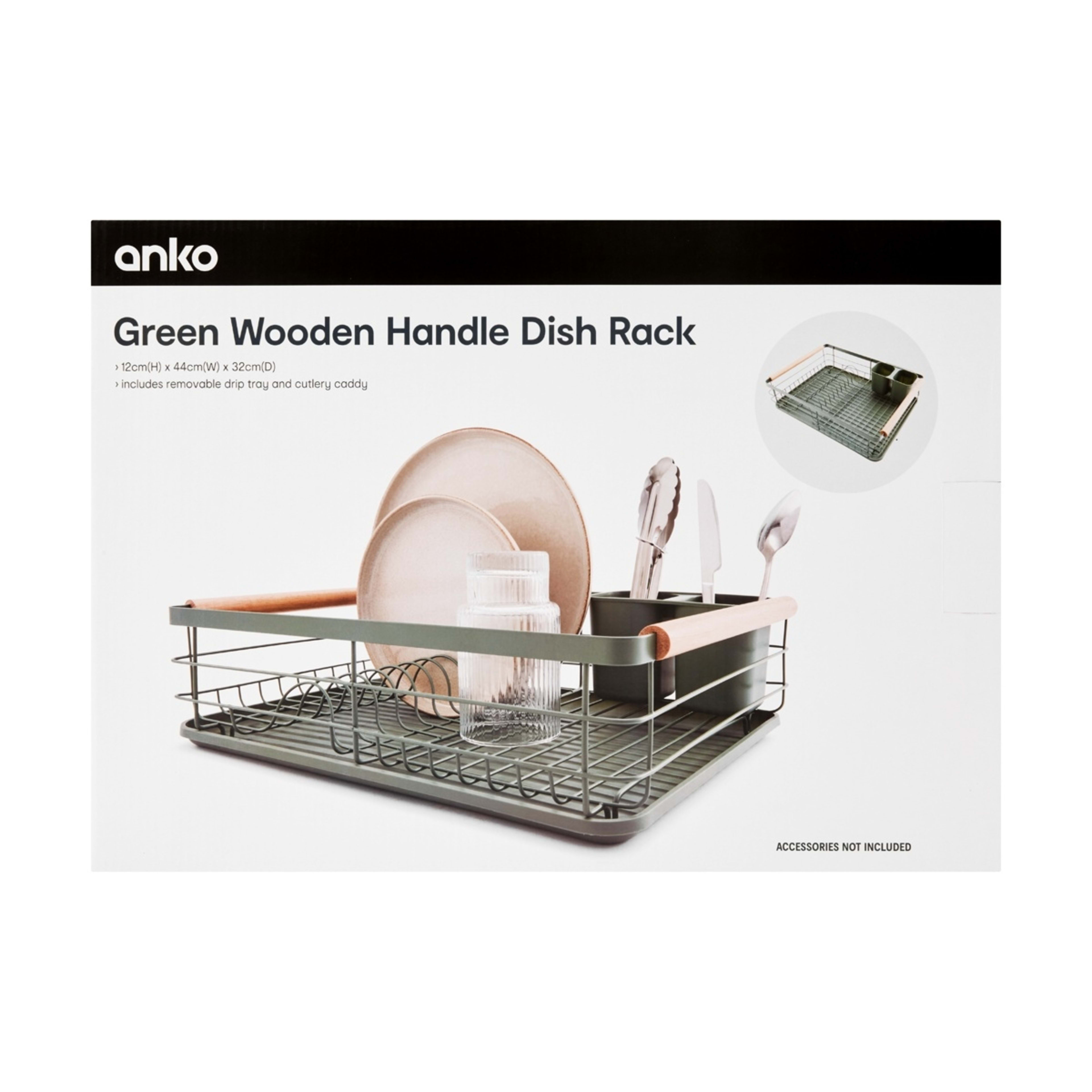 10 Green Wooden Handle Dish Rack, 10 of 10