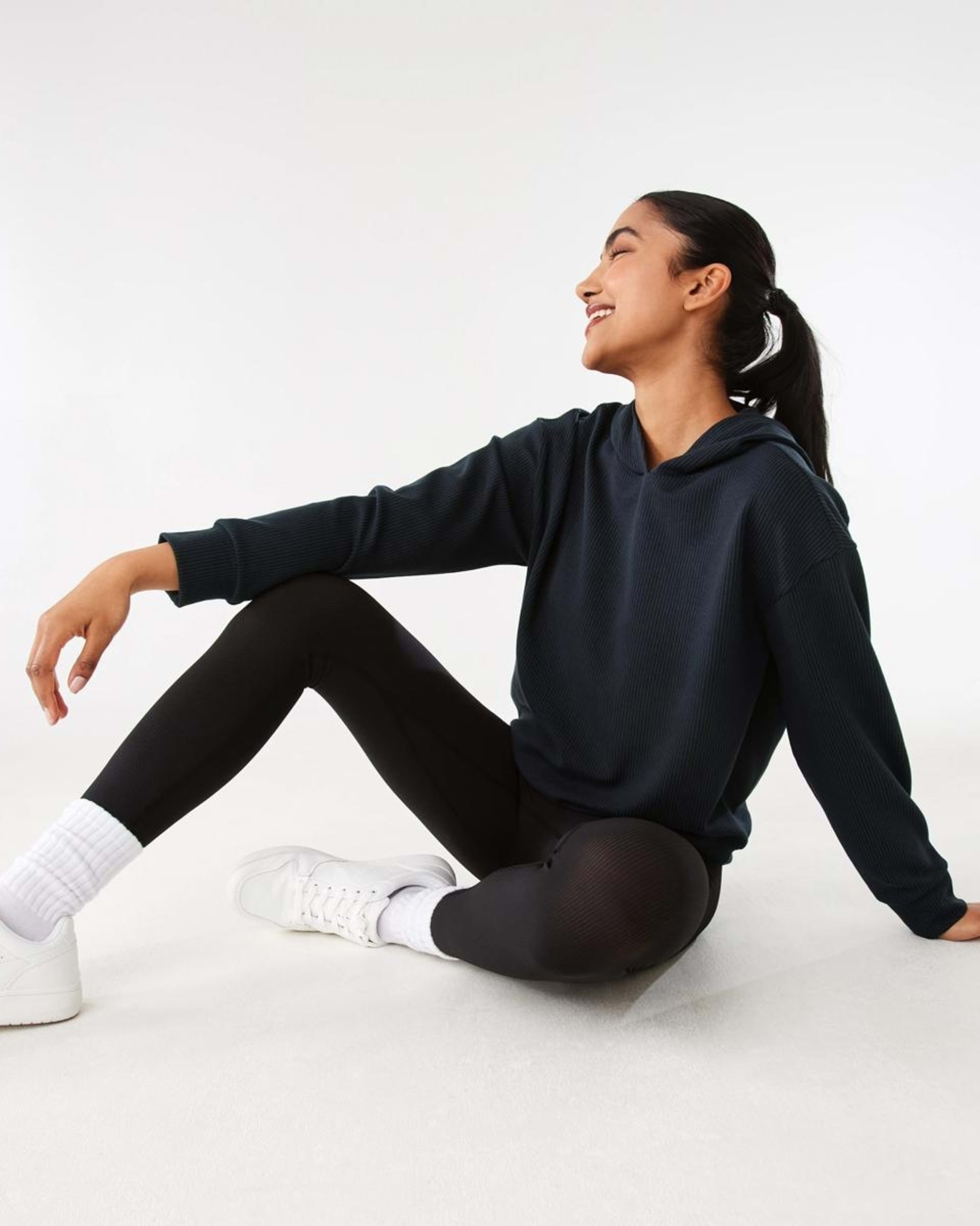 10 Active Womens Ribbed Scuba Hoodie WASHED BLACK, 10 of 10