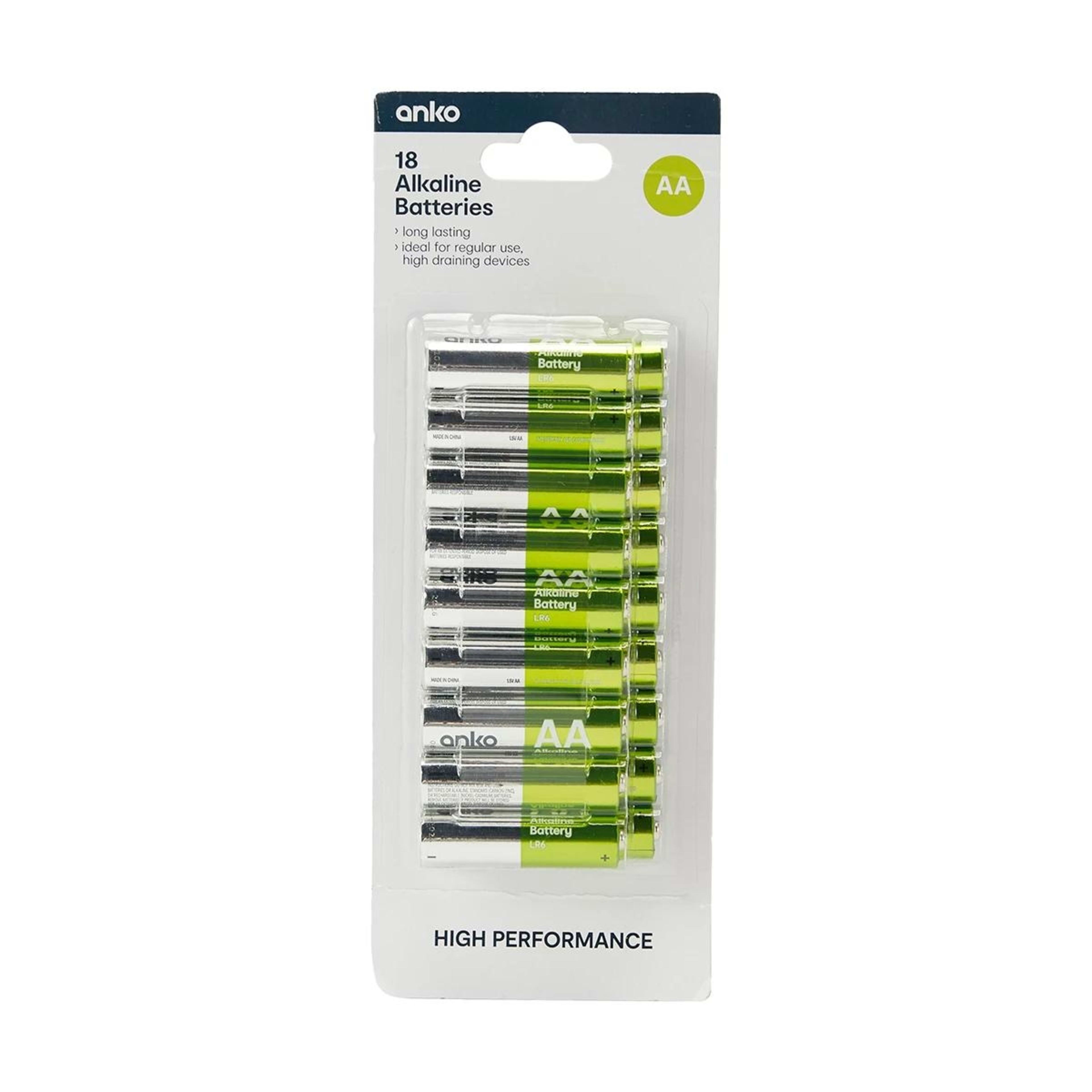 1 High Performance Alkaline Batteries - AA, Pack of 18, 1 of 8