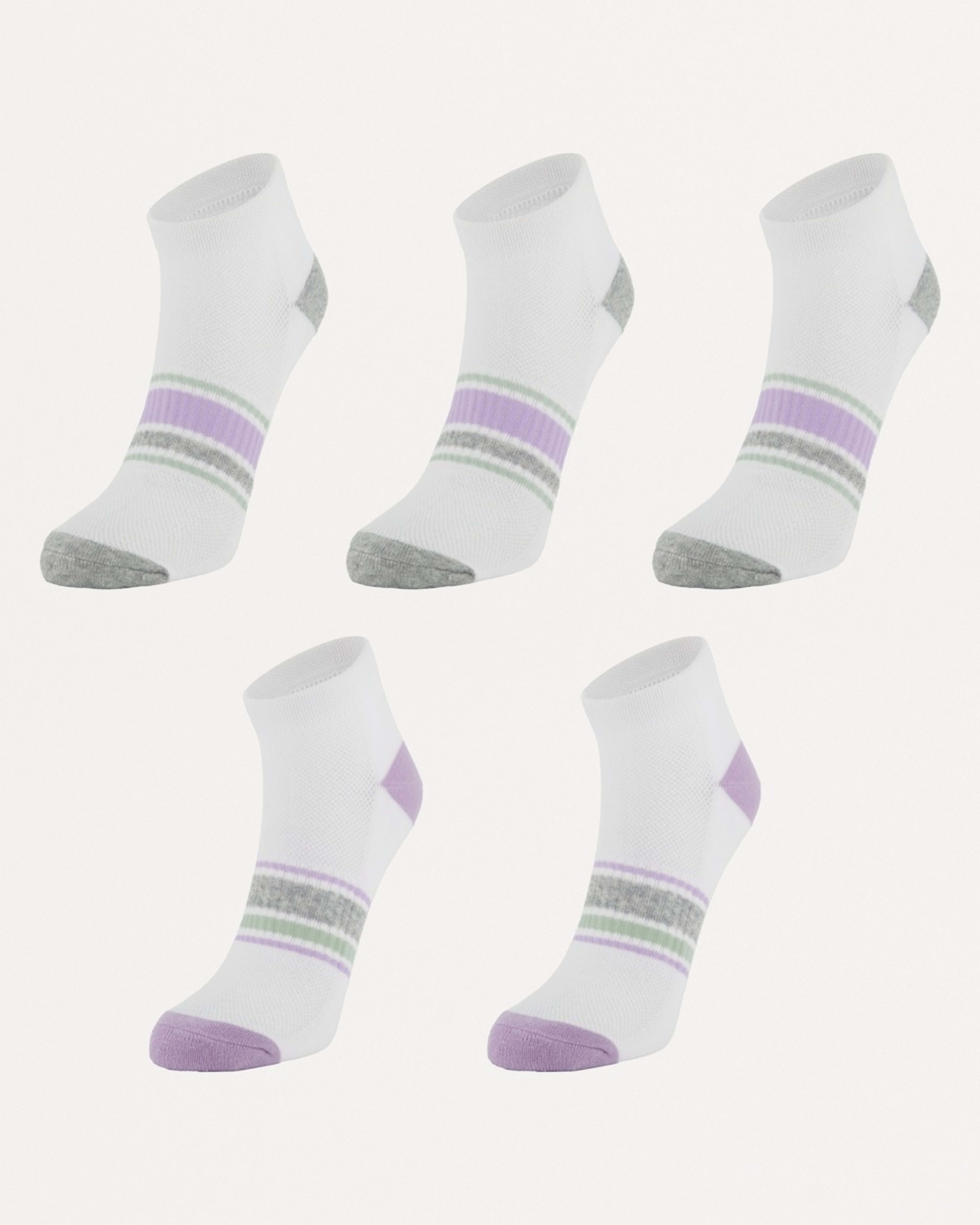 1 5 Pack Active Anklet Socks with Arch Support WHITE, PURPLE, 1 of 3