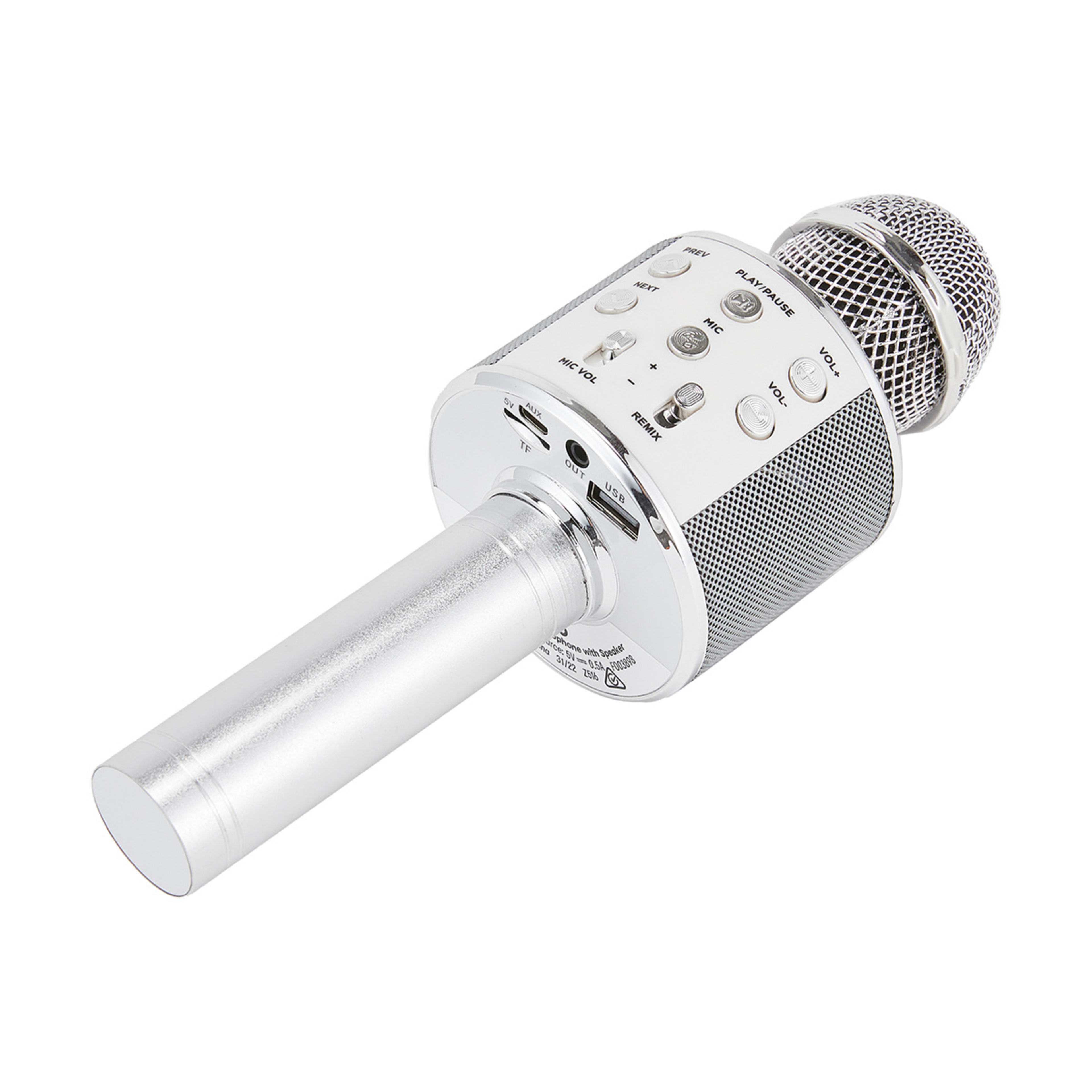 Bluetooth Karaoke Microphone with Speaker Silver Kmart