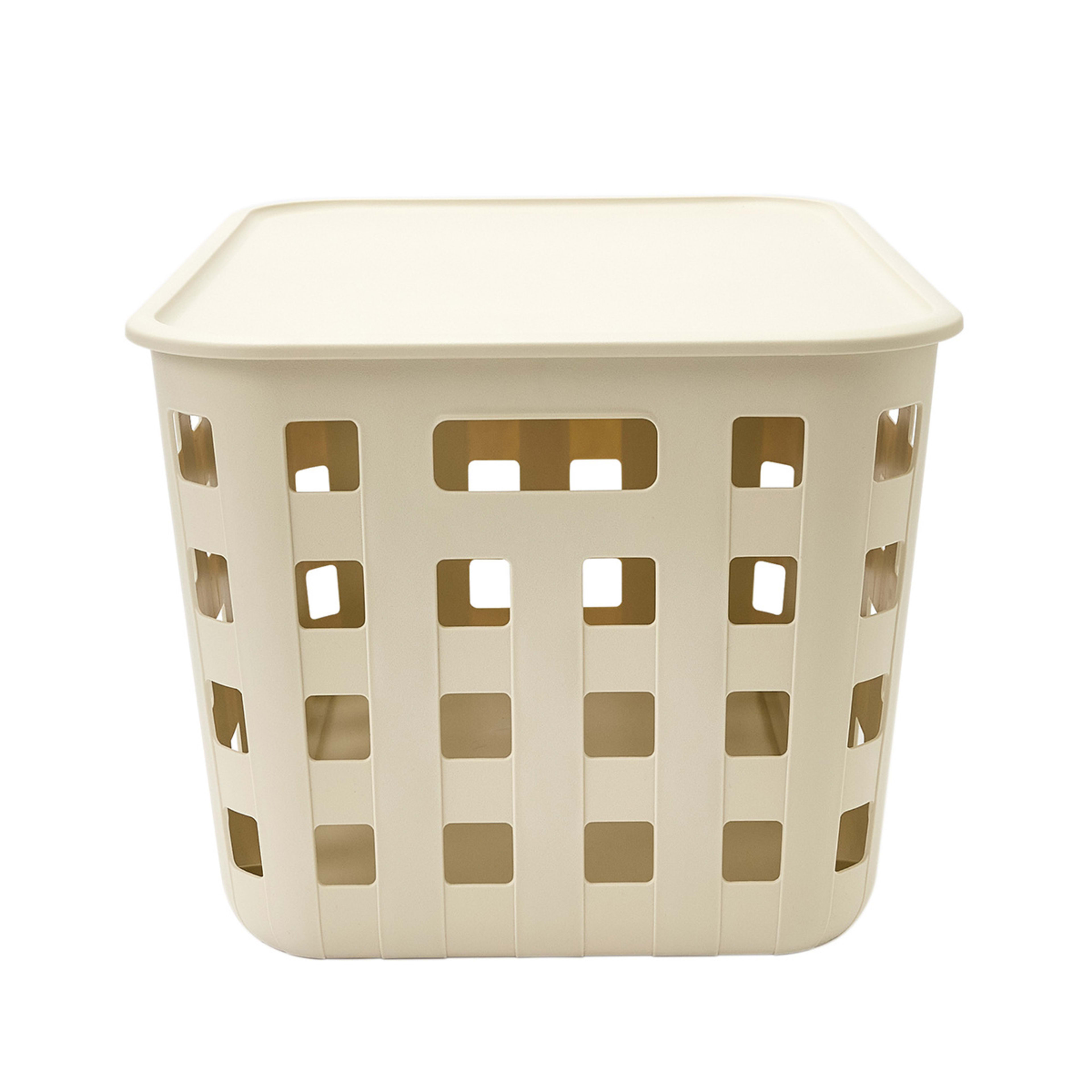 3 45L Rectangle Trellis Basket with Lid - Beige, 3 of 8