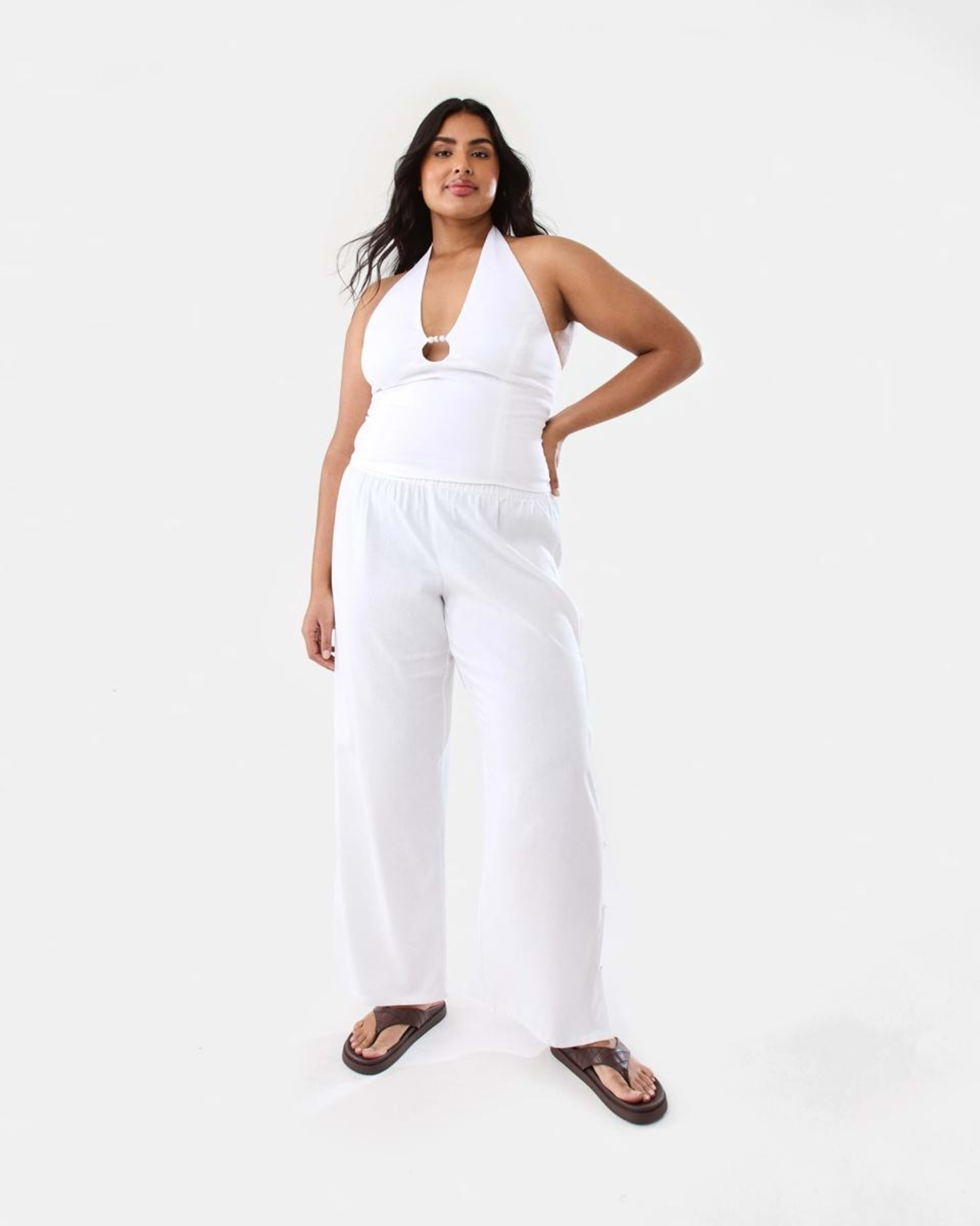 4 Linen Blend Beaded Pants White, 4 of 10