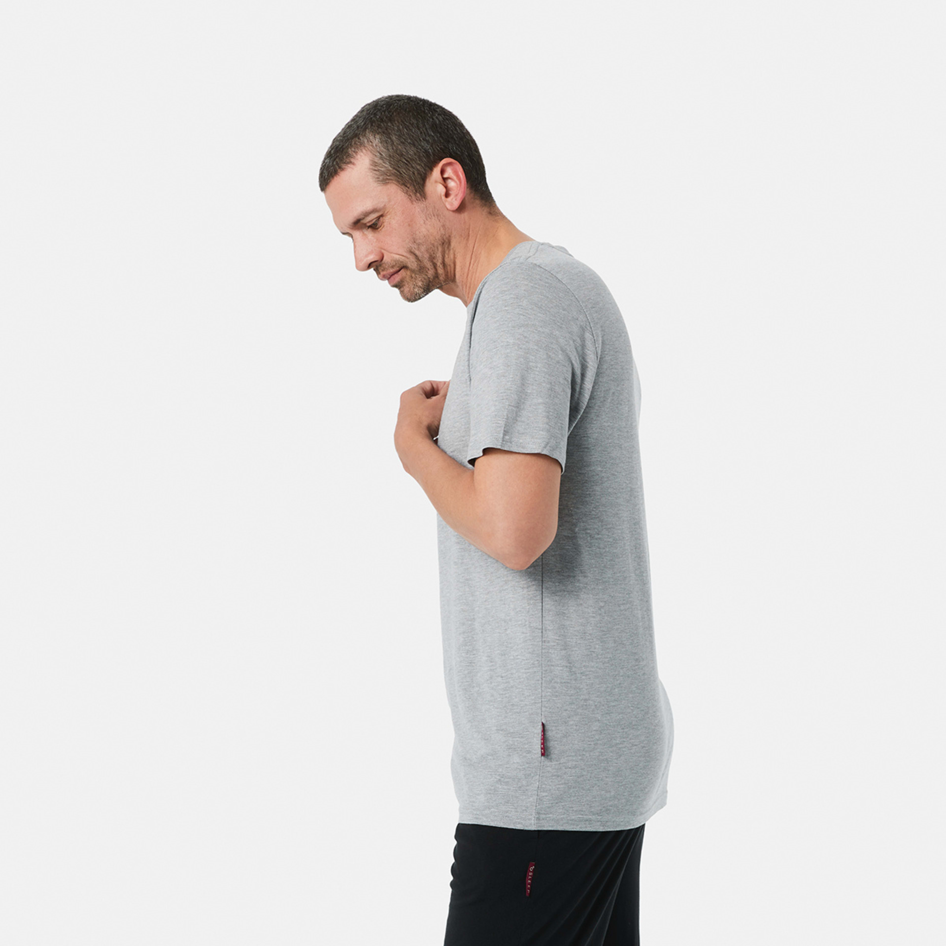 3 Short Sleeve Modal Blend Sleep Top Mid Grey Marle, 3 of 5