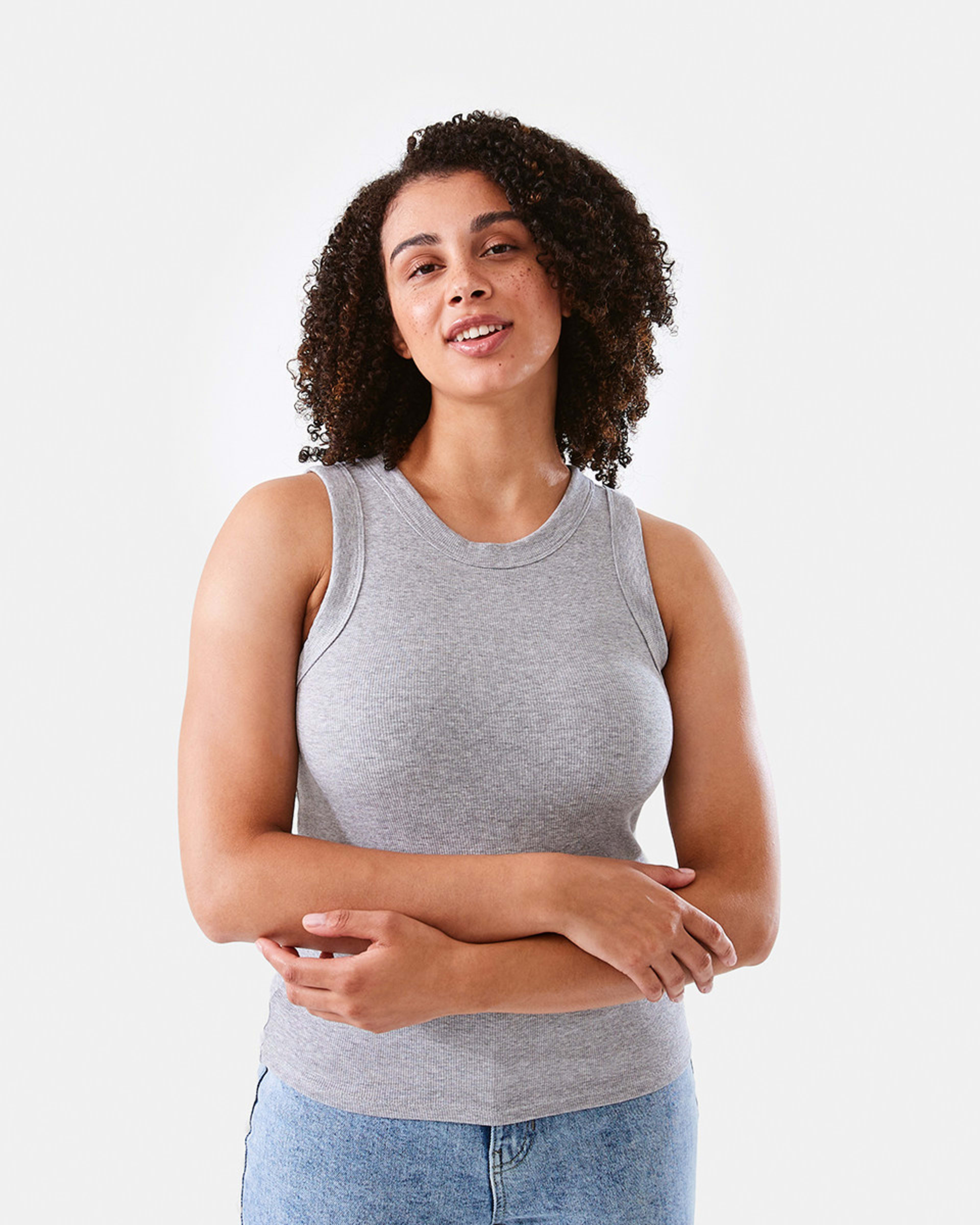 1 Sleeveless Rib Tank Ash Marl, 1 of 6