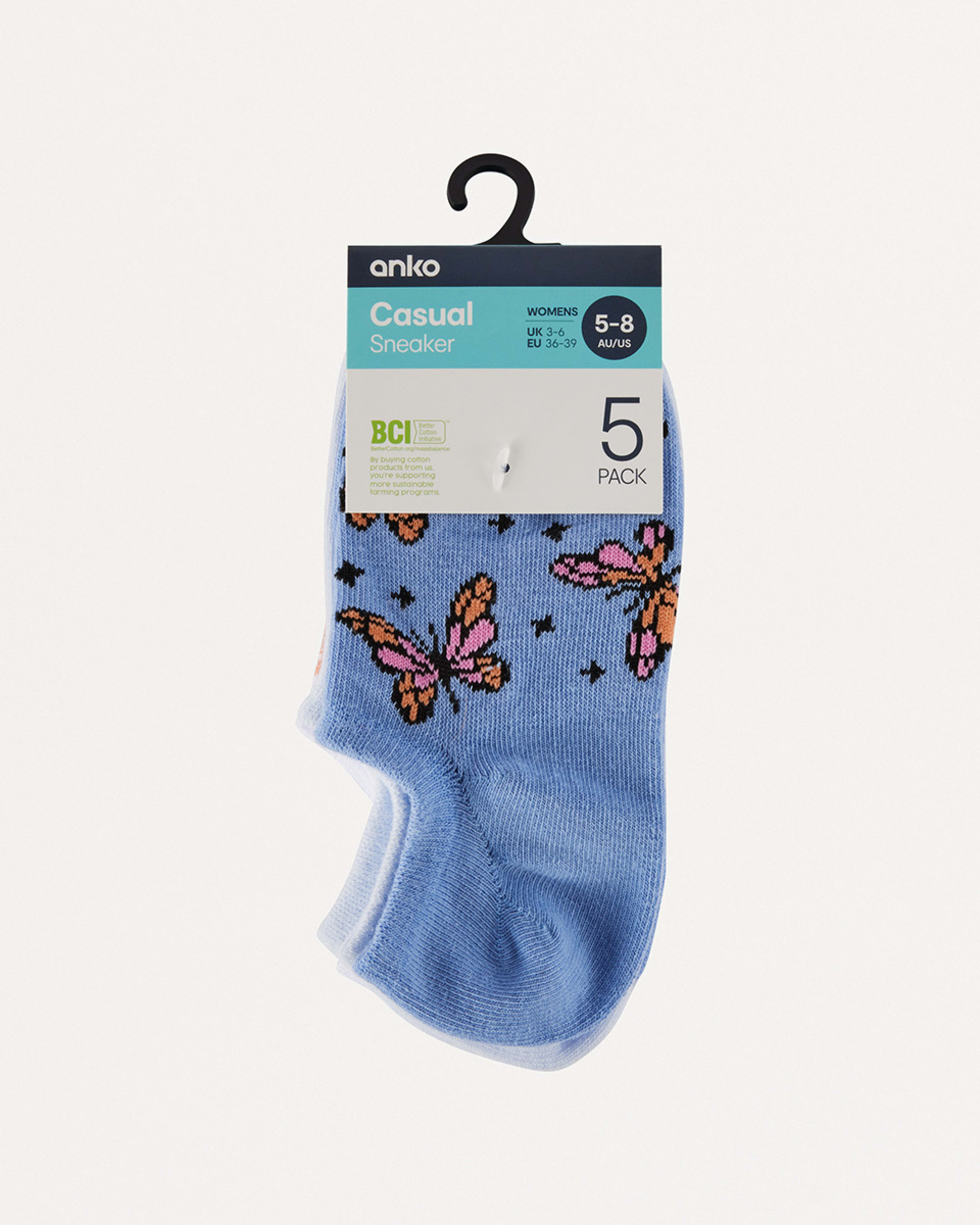 3 5 Pack Jacquard Sneaker Socks Butterfly, 3 of 3
