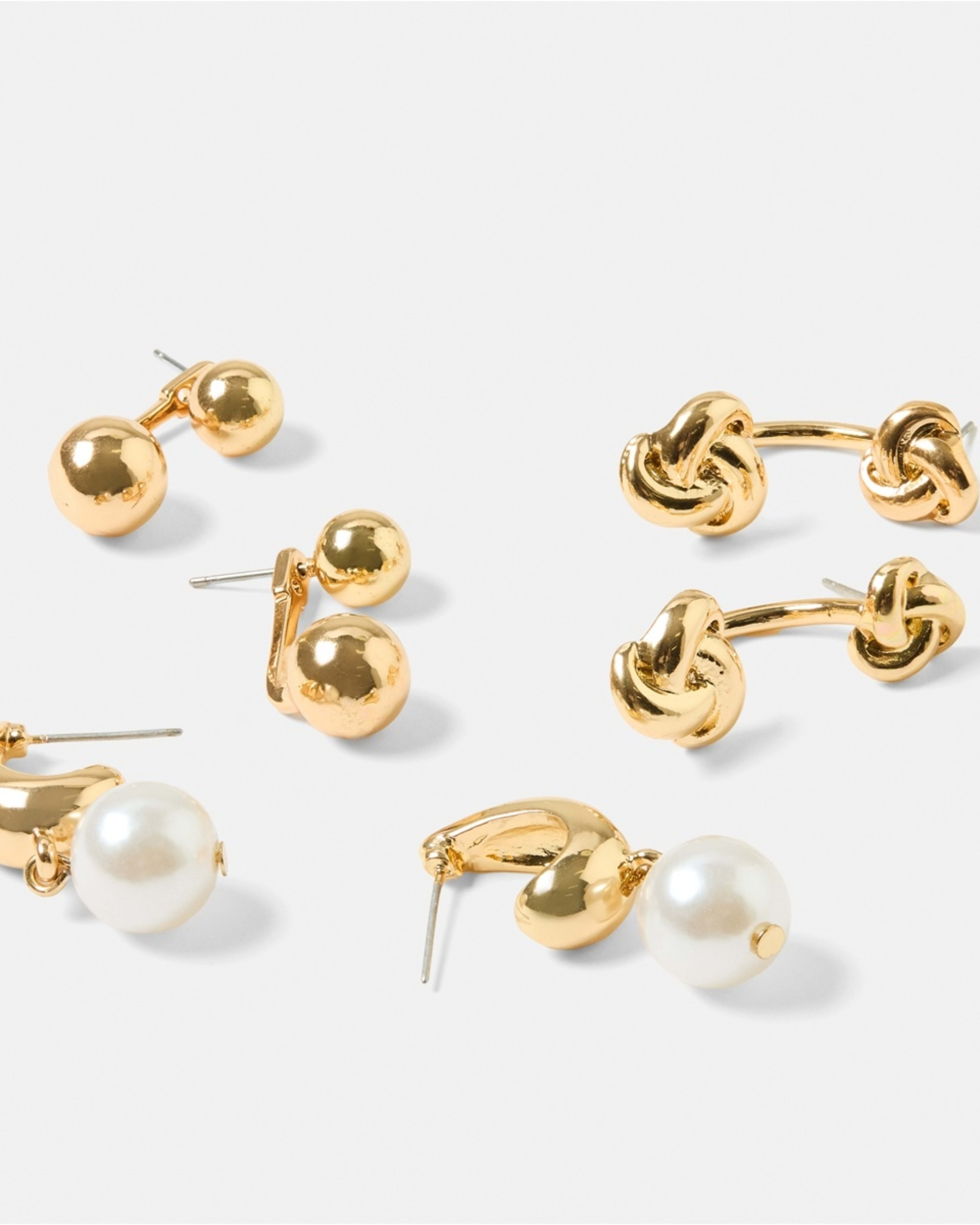 2 3 Pack Front and Back Earrings - Gold Tone Gold, 2 of 5