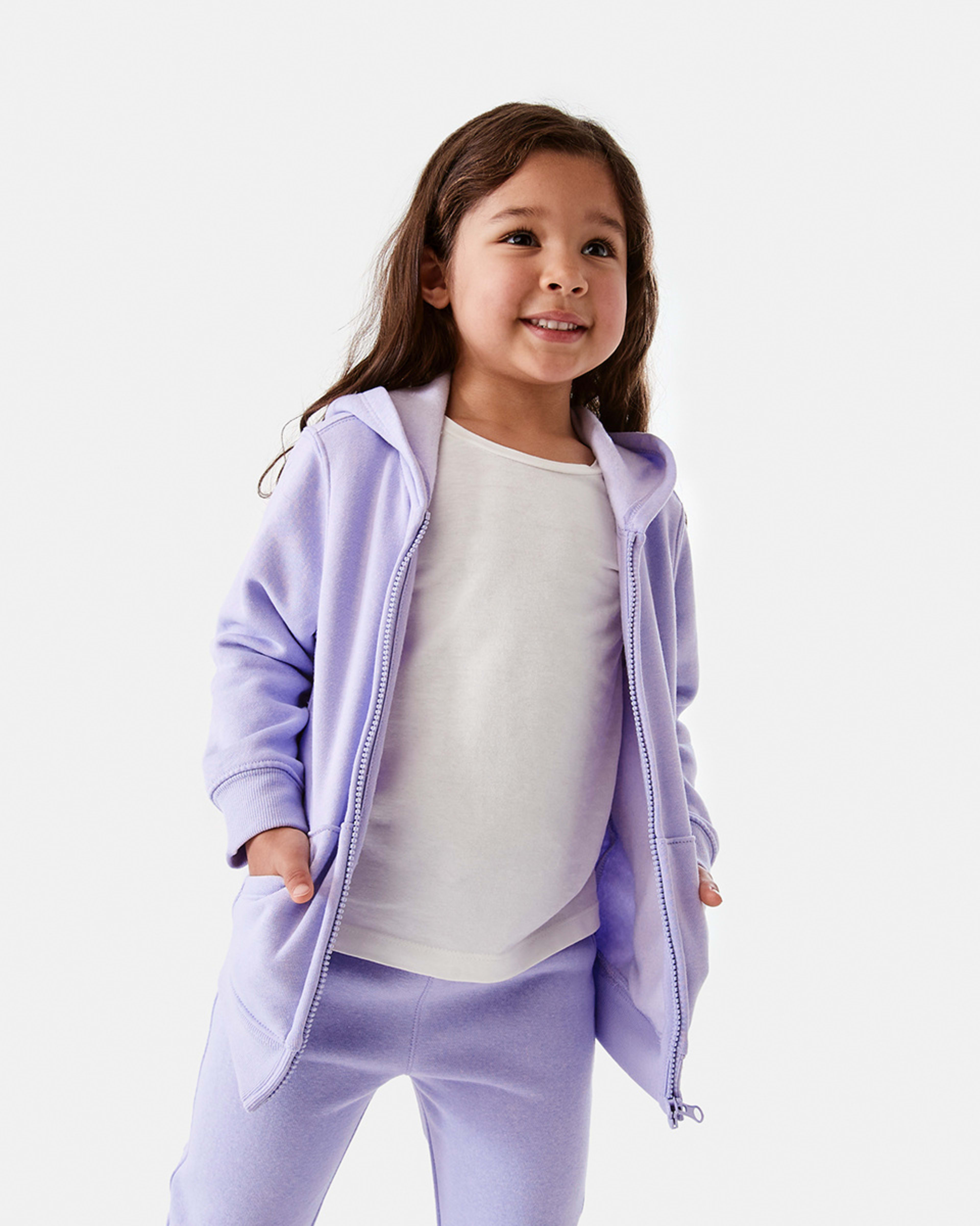 1 Plain Zip Through Hoodie Lilac Flwr, 1 of 10