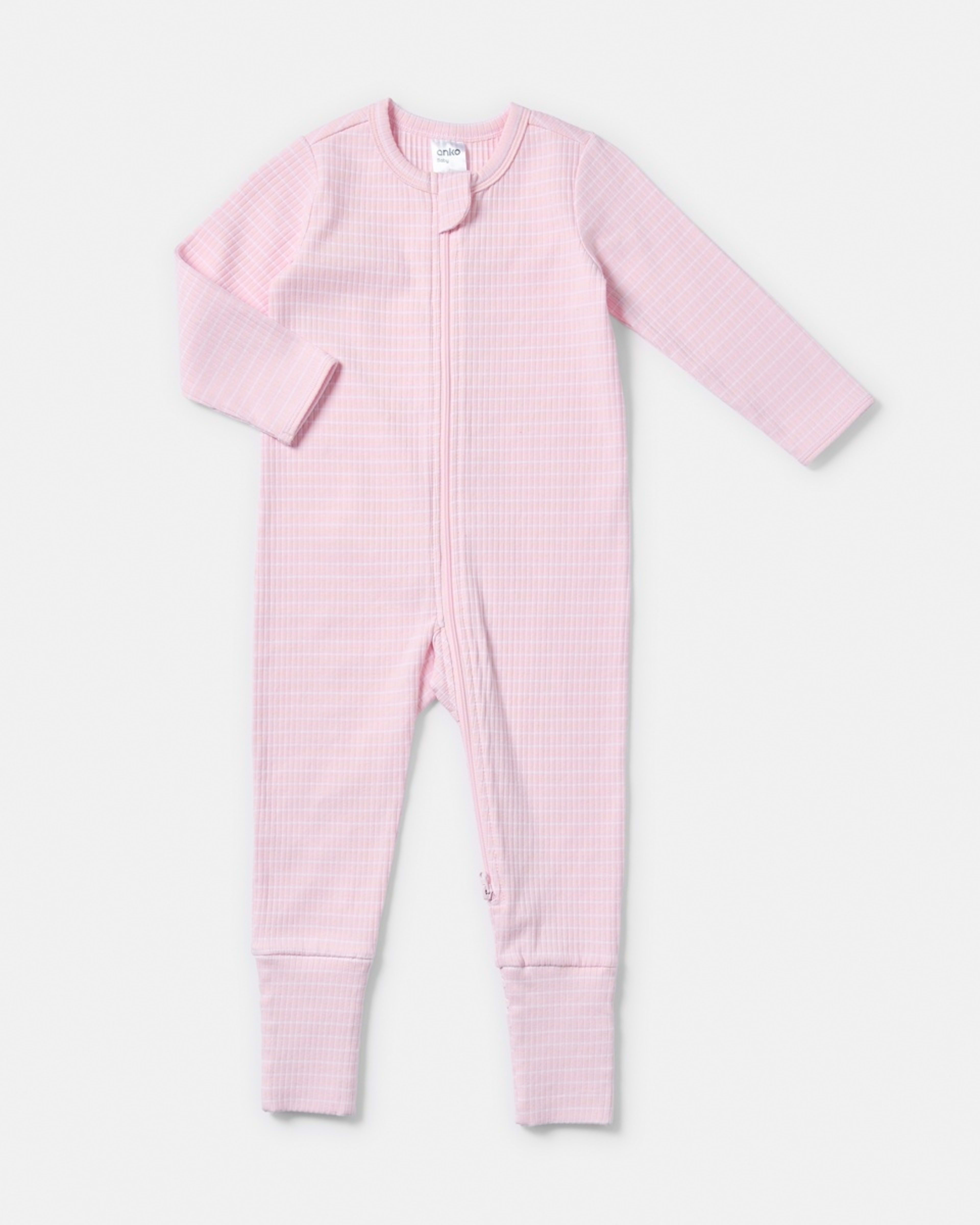 1 Rib Turn Cuff Coverall PINK STRIPES