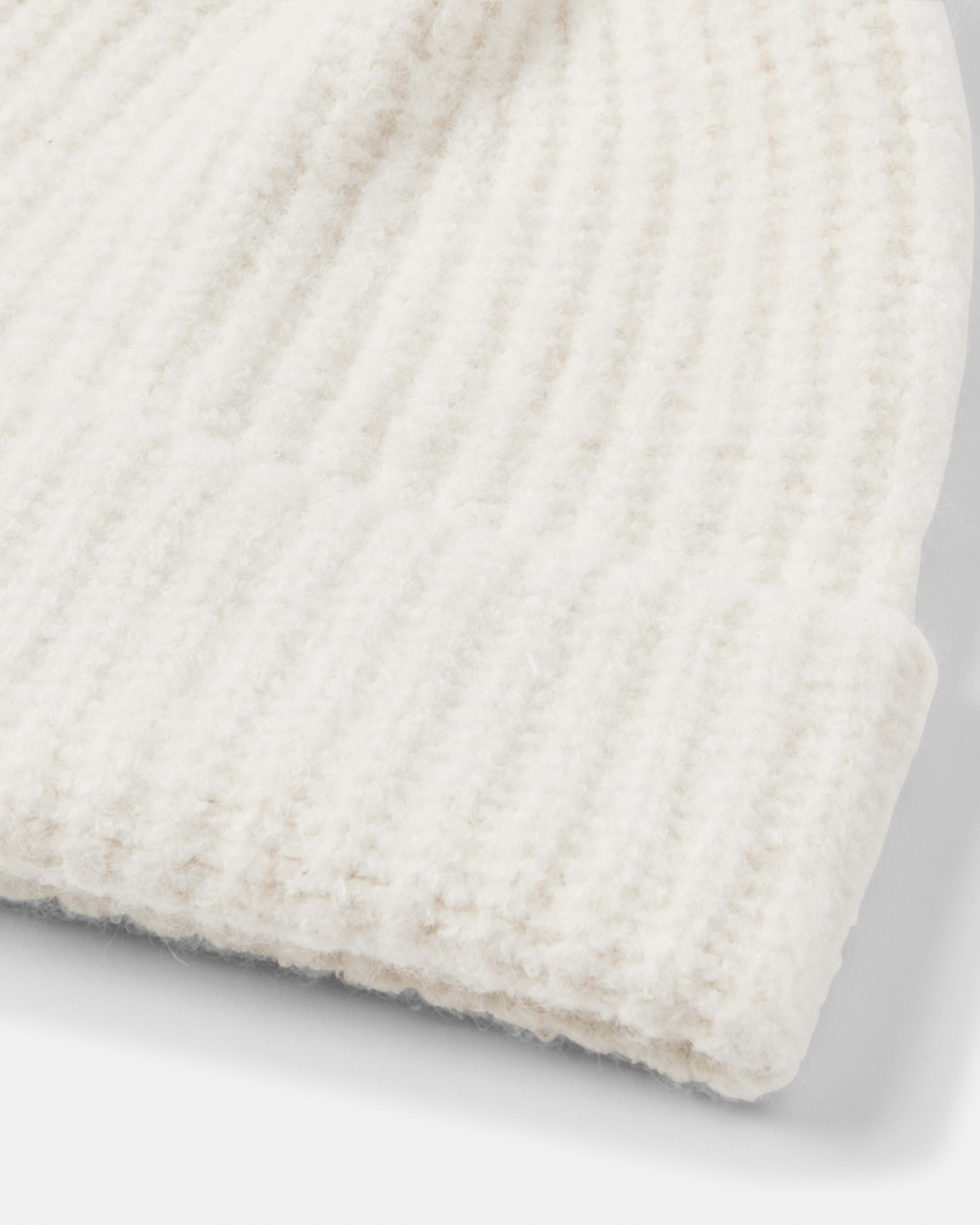 4 Rib Pom Pom Beanie Ecru, 4 of 5