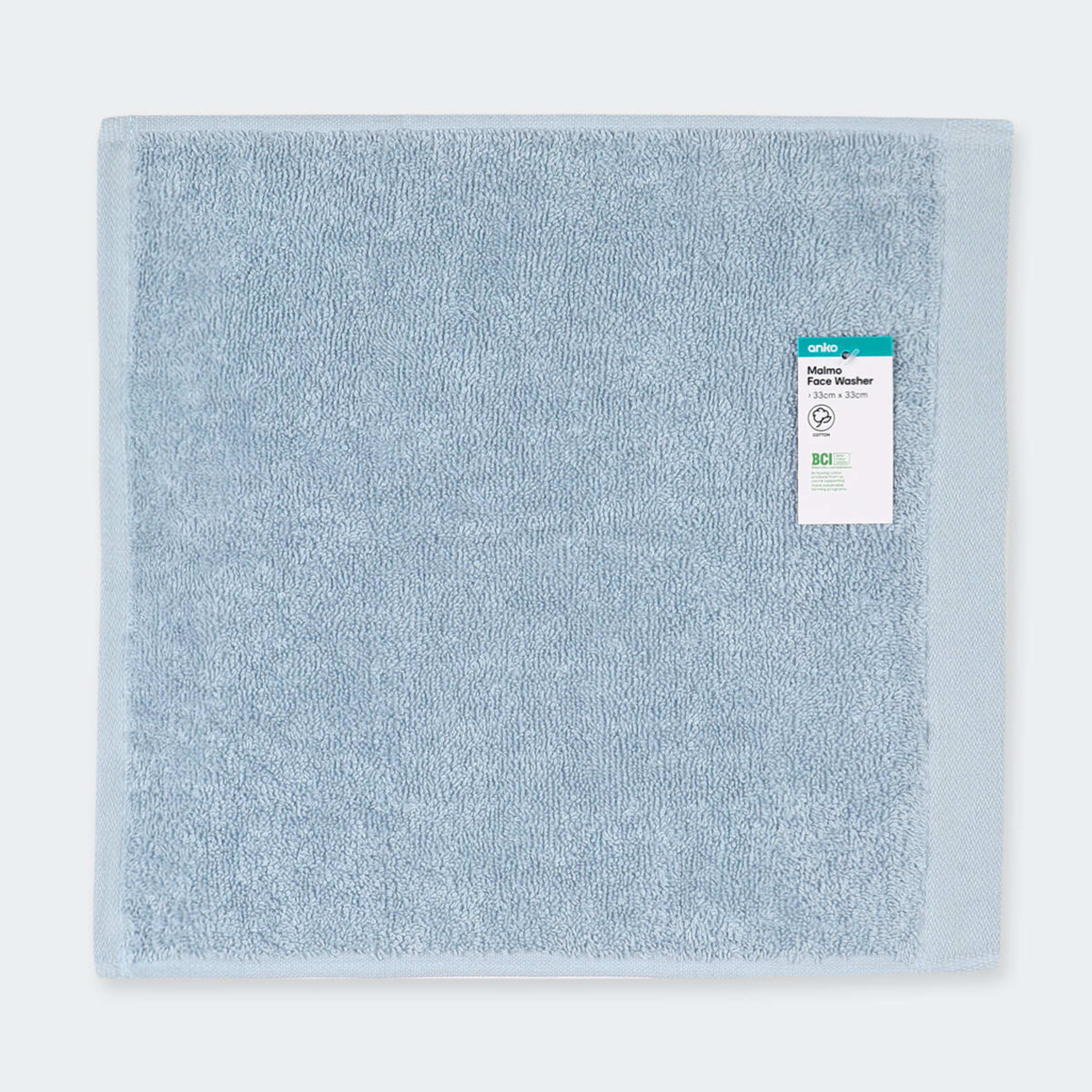 Malmo Cotton Face Washer Blue Kmart